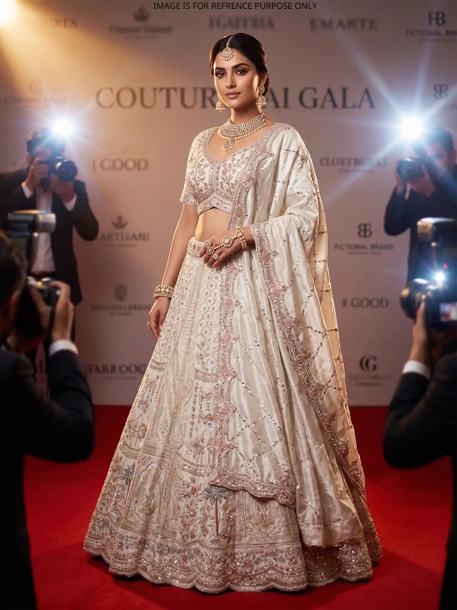 Discover Cream Readymade Organza Lehenga Choli Online With Moti Detailing