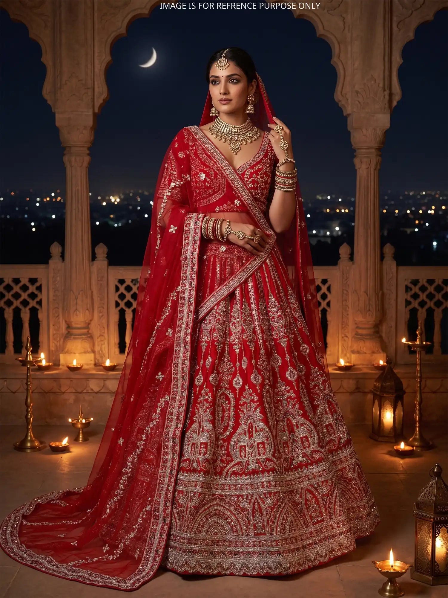 Discover Red Silk Wedding Couture Lehenga Showcasing Traditional Multi Thread Art