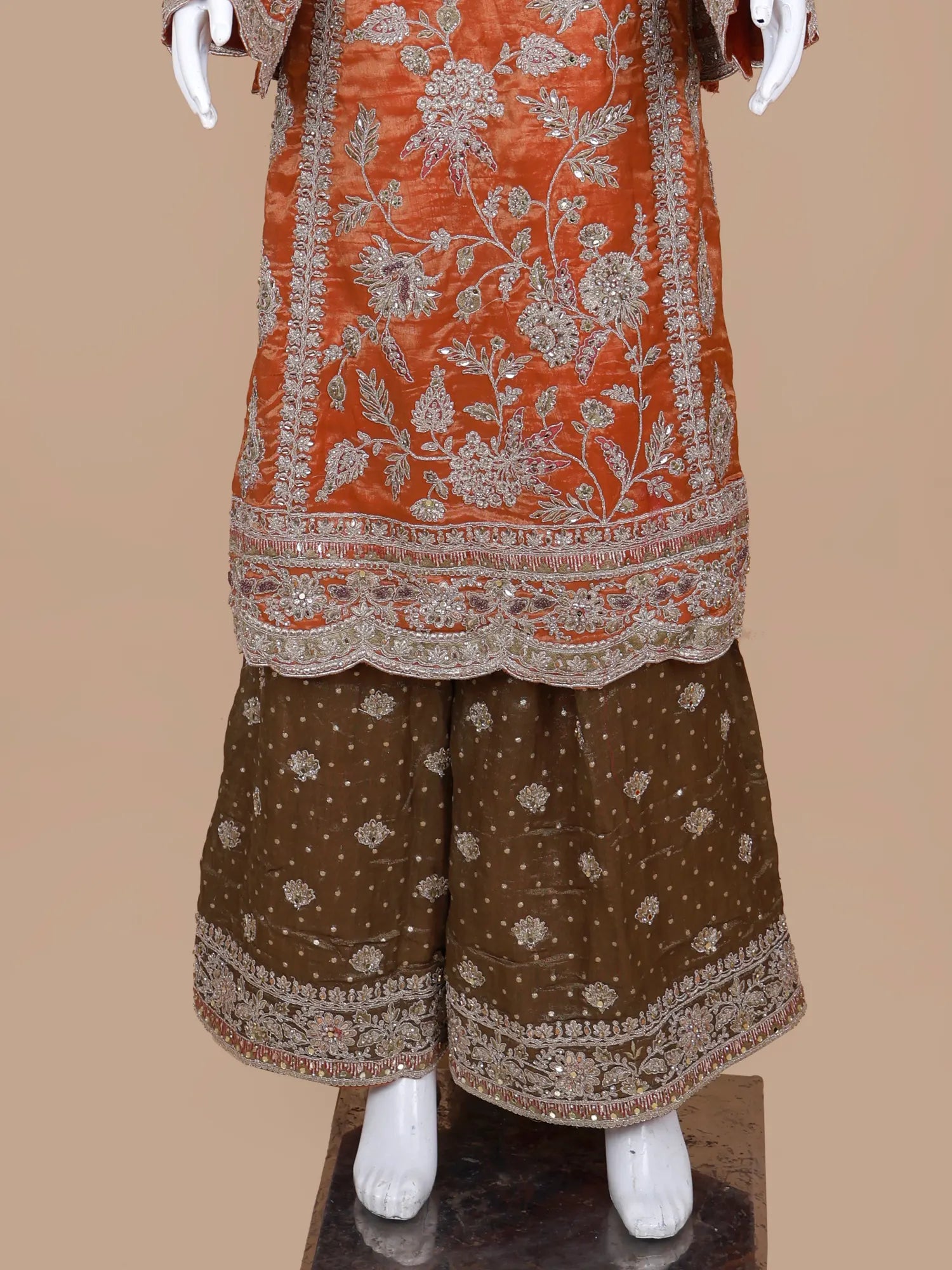 Luxury Dual Tone Organza Palazzo Suit For Premium Festive Wear