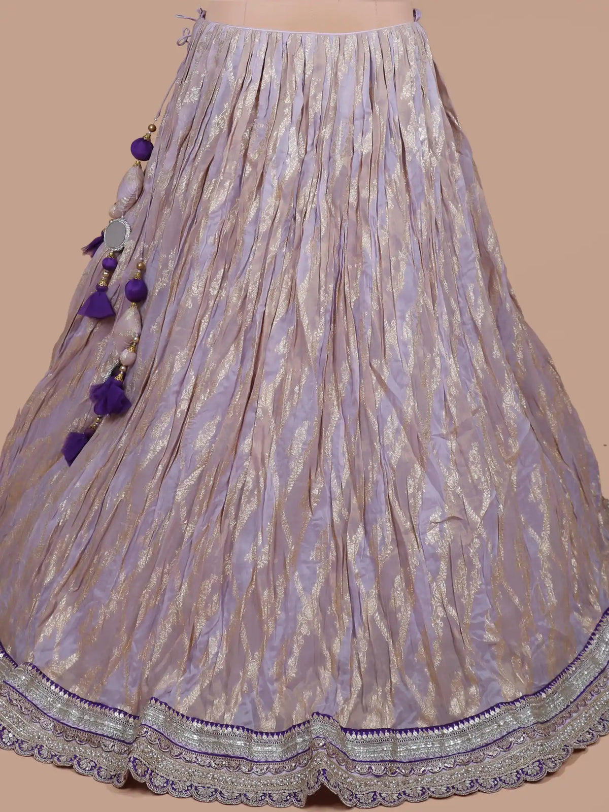 Dual Tone Purple Lavender Silk Lehenga with Intricate Mirror Sequin Work
