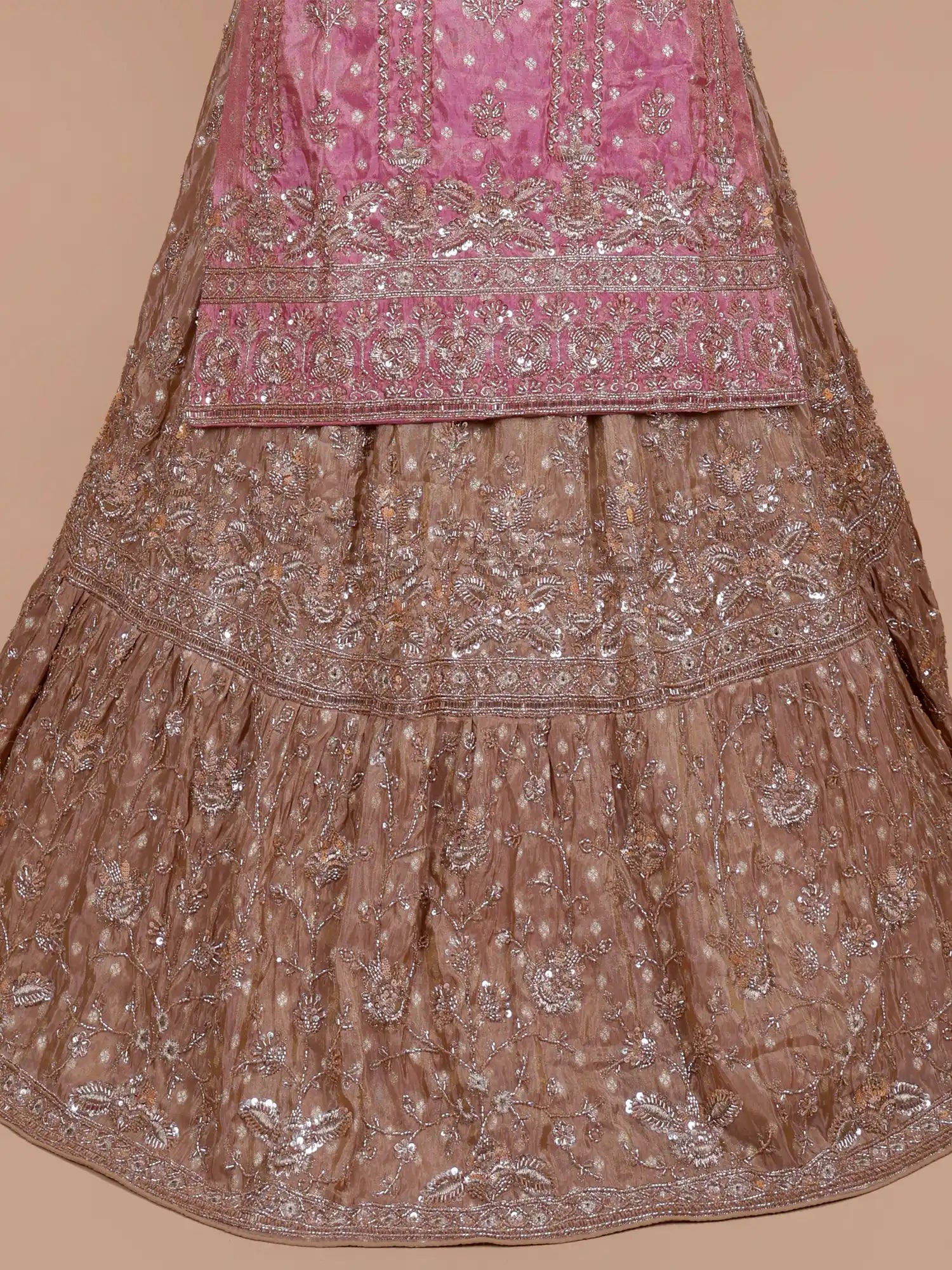 Find Dual Tone Farshi Lehenga In Shimmer Silk For Traditional Wear