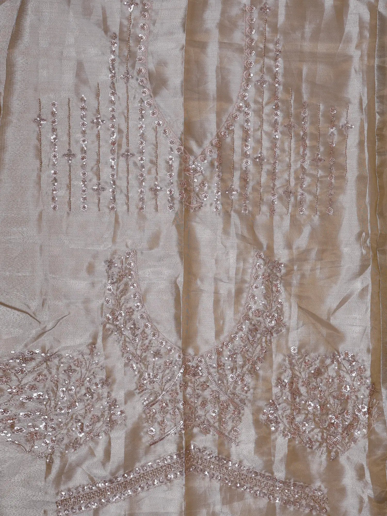The Two Tone Edit Unstitched Silk Lehenga In Bead Cut Dana Embroidery