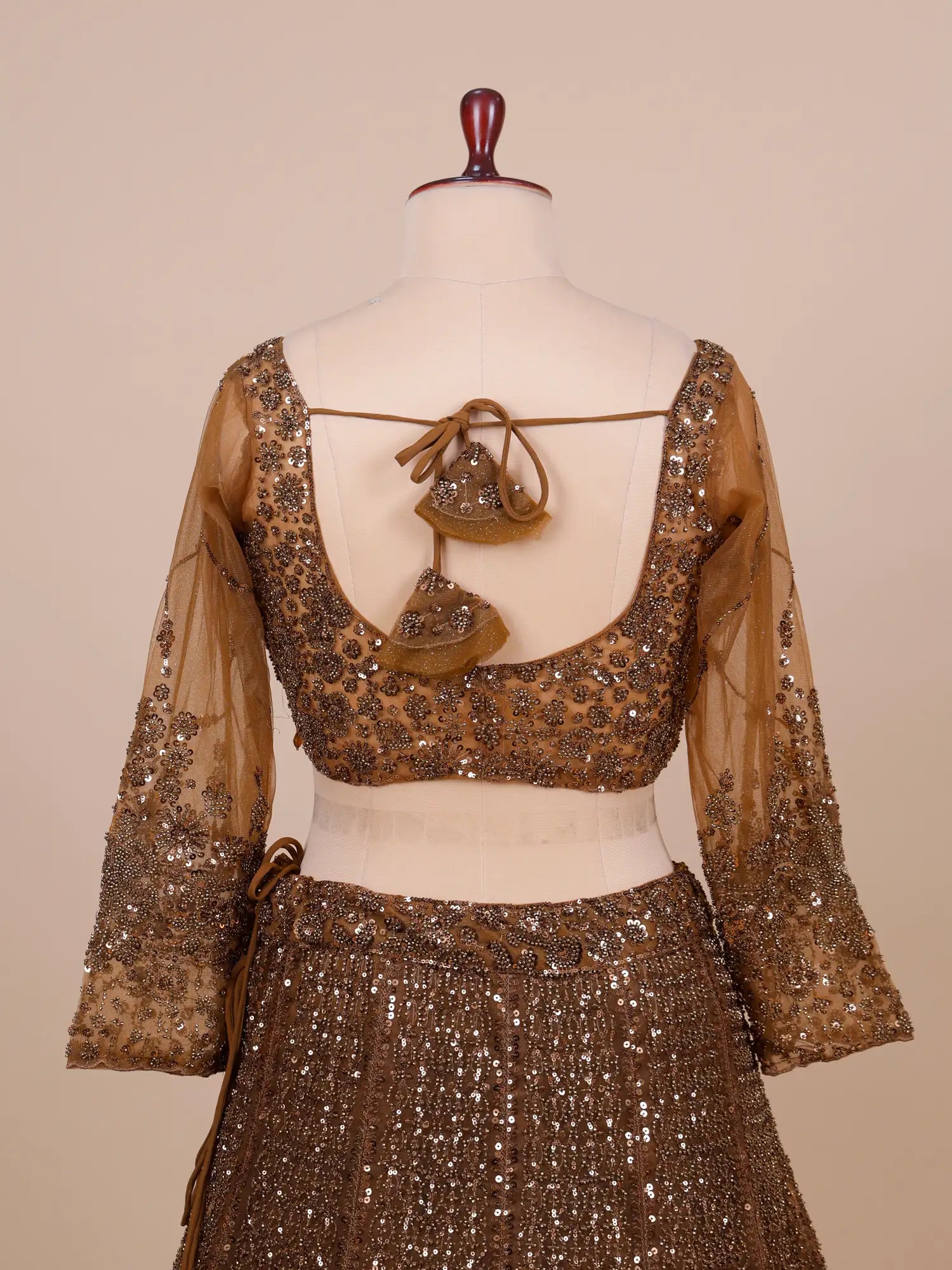 Copper Glow Net Lehenga With Designer Sequins Work For Wedding Functions