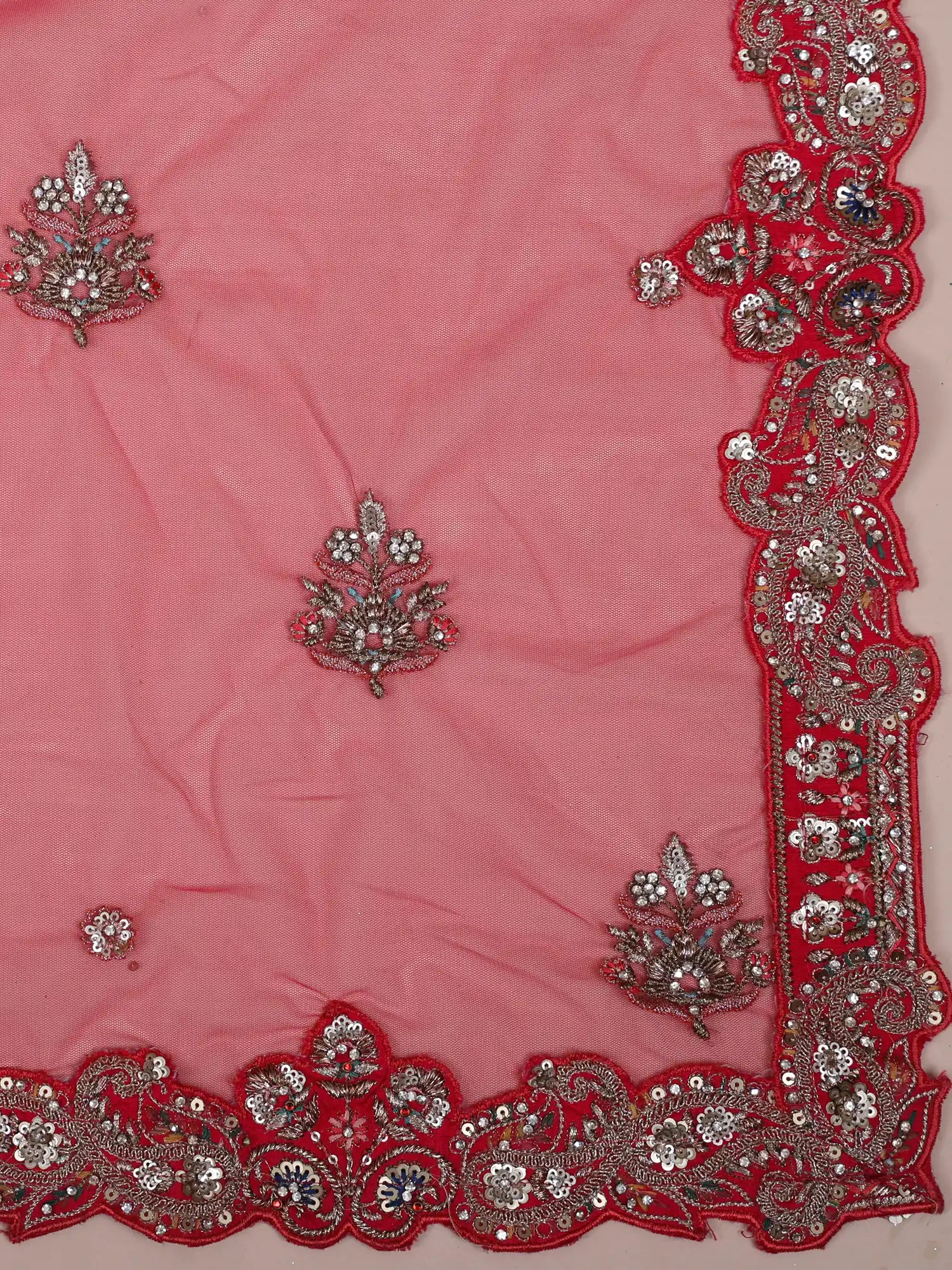 Red Silk Wedding Couture Lehenga With Heirloom-Inspired Embroidery