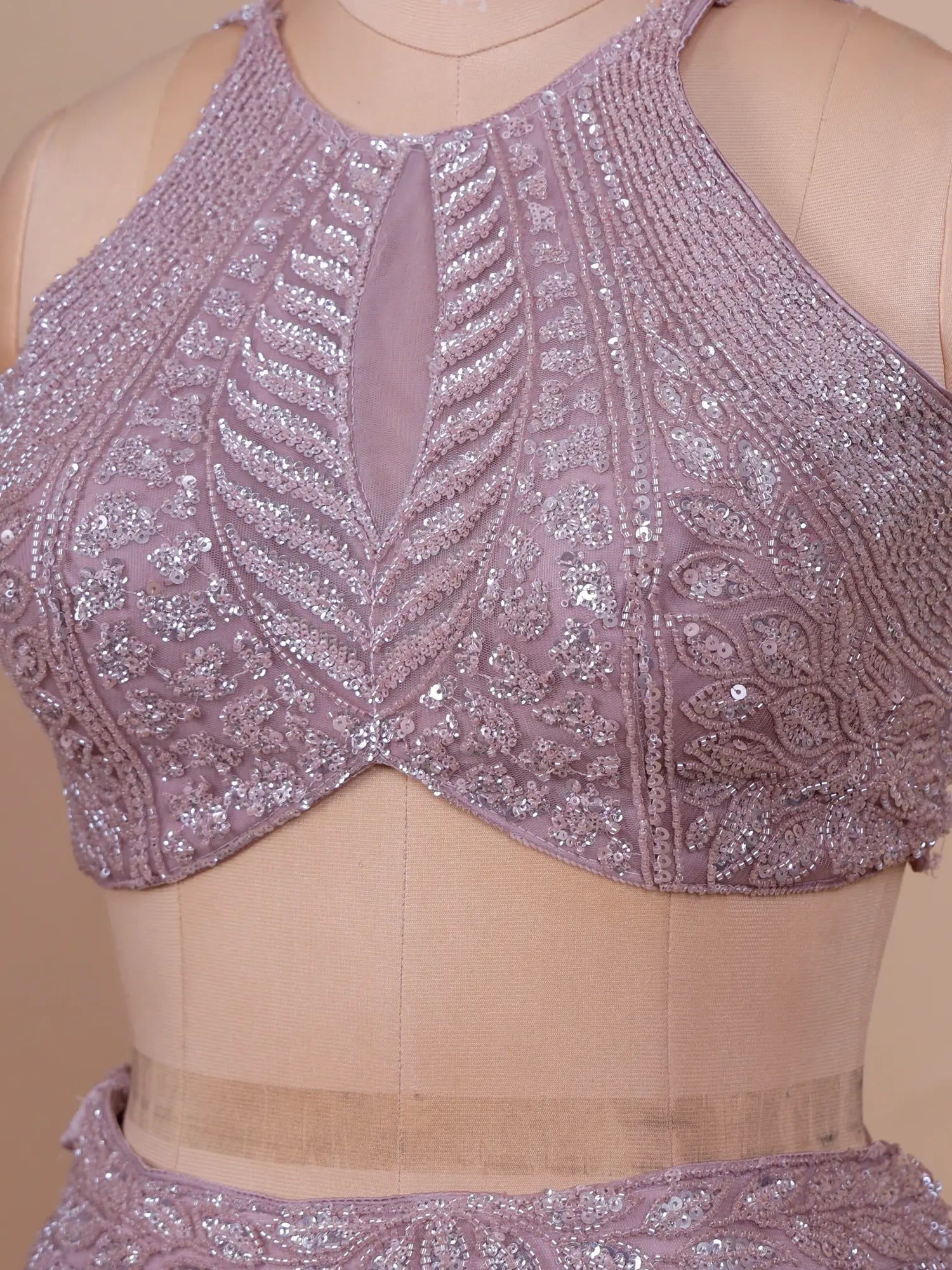 Buy Lavender Designer Net Lehenga Online With Beads Sequins