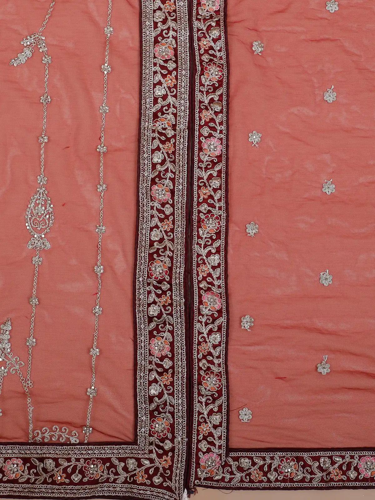 Majestic Maroon Silk Bridal Lehenga with Scenic Royal Palace Embroidery