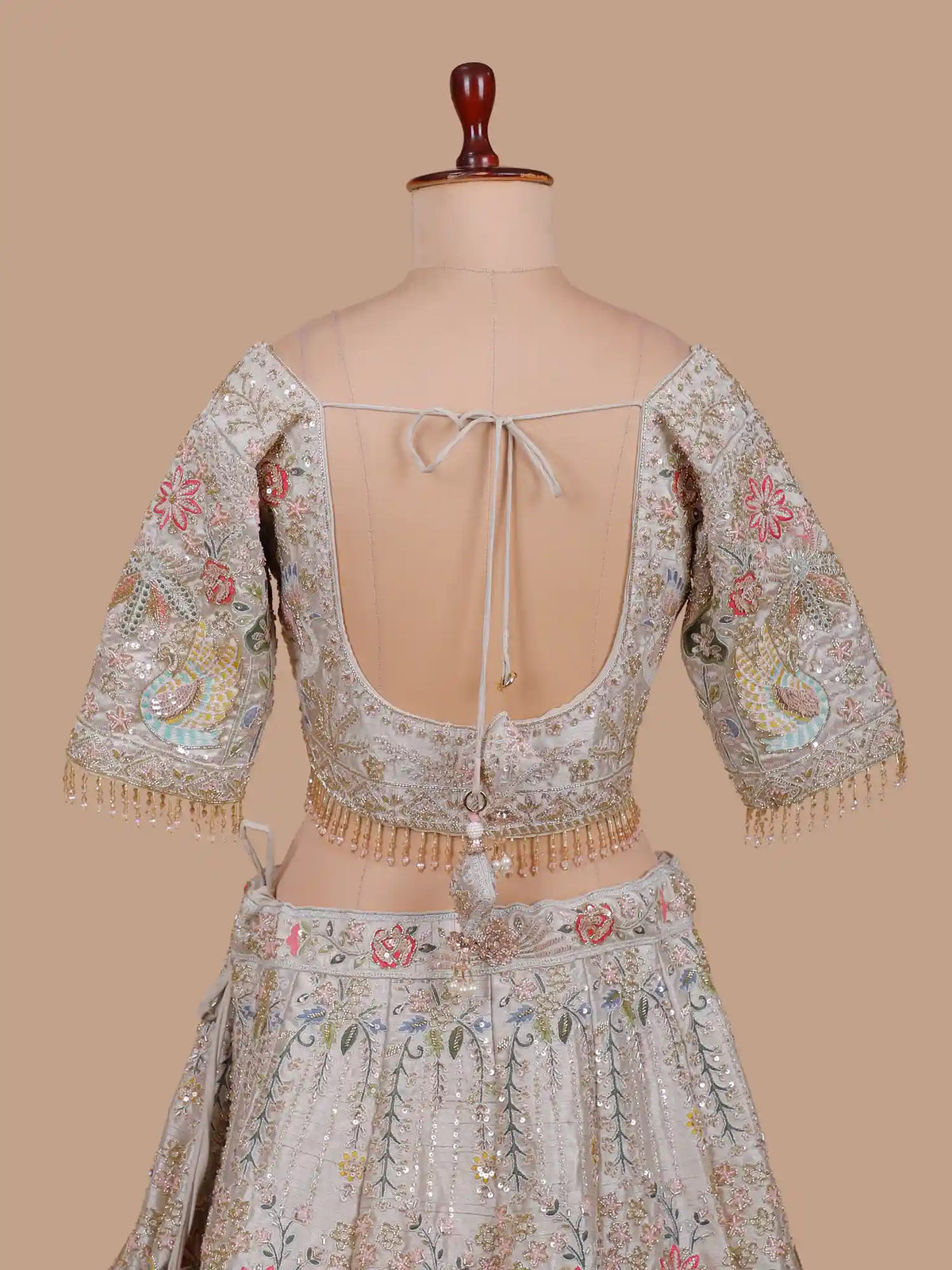 Charming Off White Lehenga with Bird and Pastel Floral Embroidery