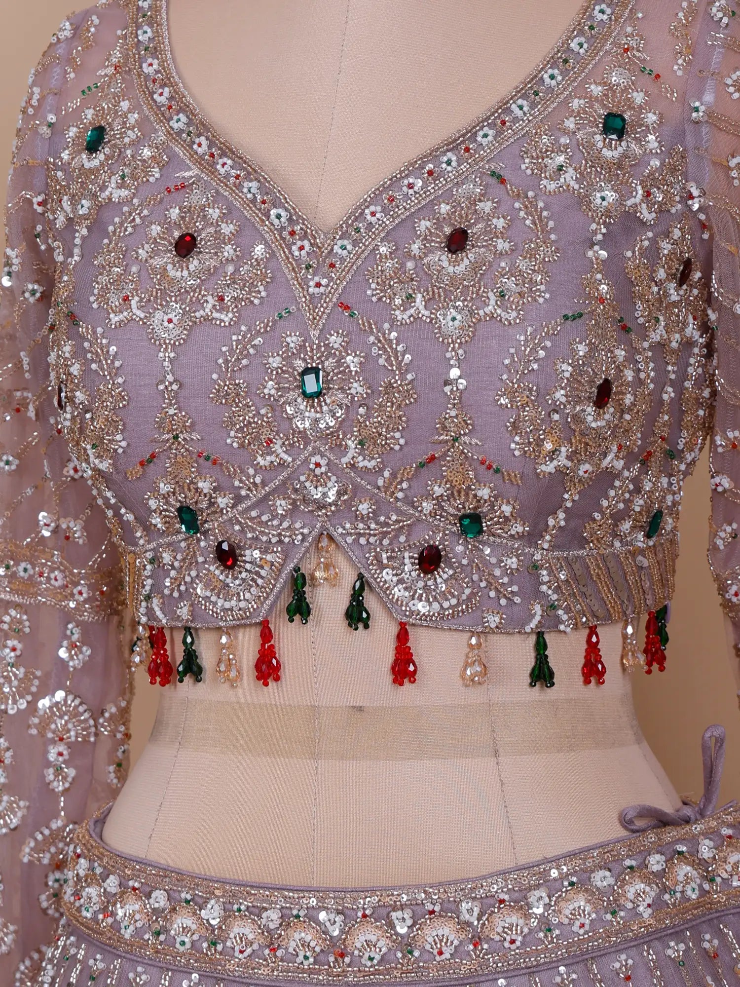 Get Luxury Onion Pink Designer Lehenga Adorned With Stone Sequin Work