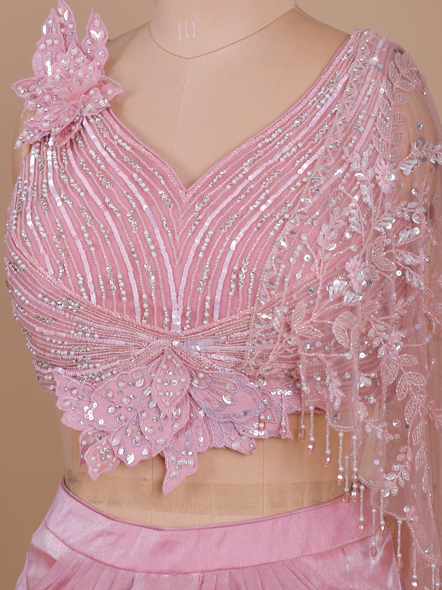 Pink Jimmy Choo saree with Sequins trending design 2026