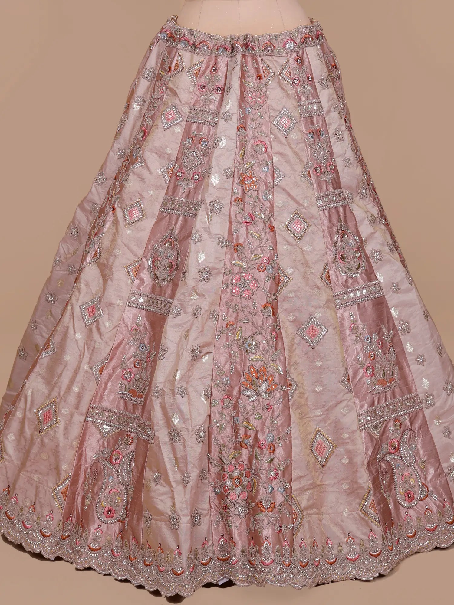 Buy Affordable Onion Pink Unstitched Silk Lehenga For Modern Wedding Celebrations