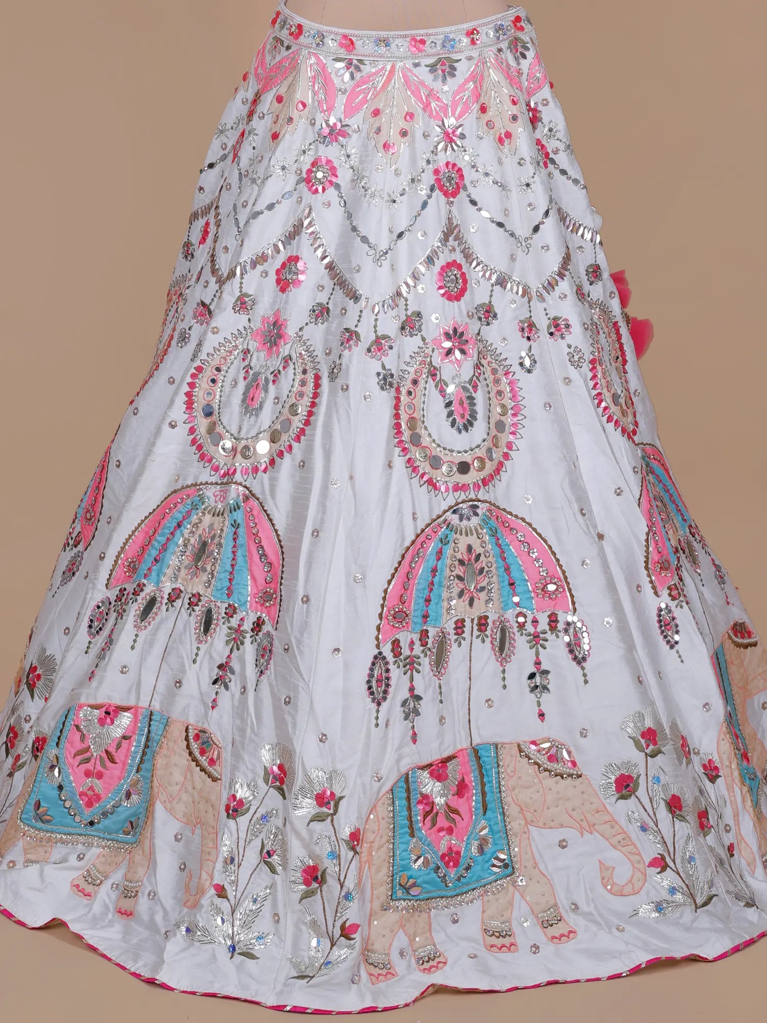 Pink White Luxe PDP-Inspired Designer Silk Lehenga Online