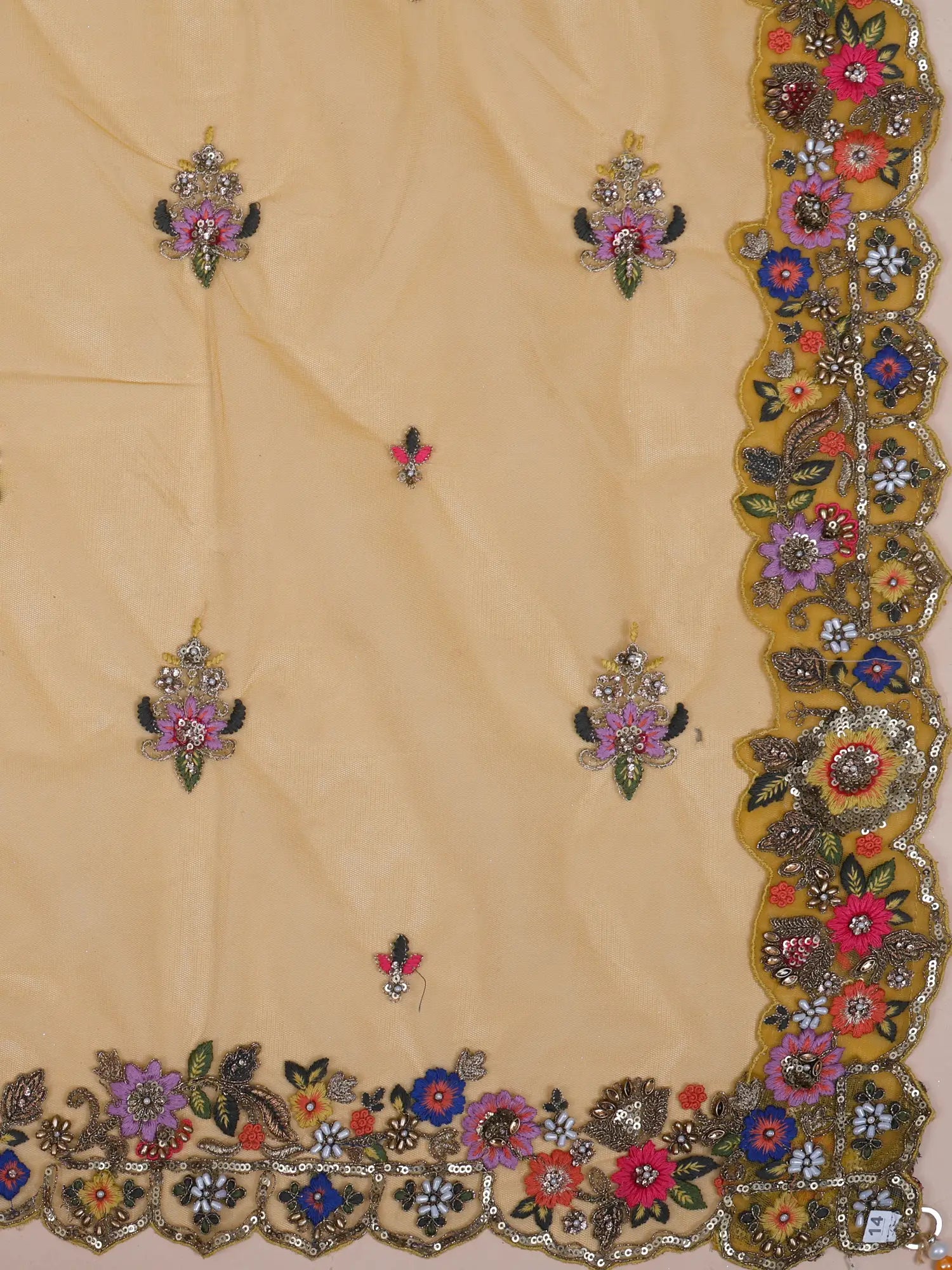 Pista Green Silk Designer Lehenga Covered In Floral Thread Embroidery