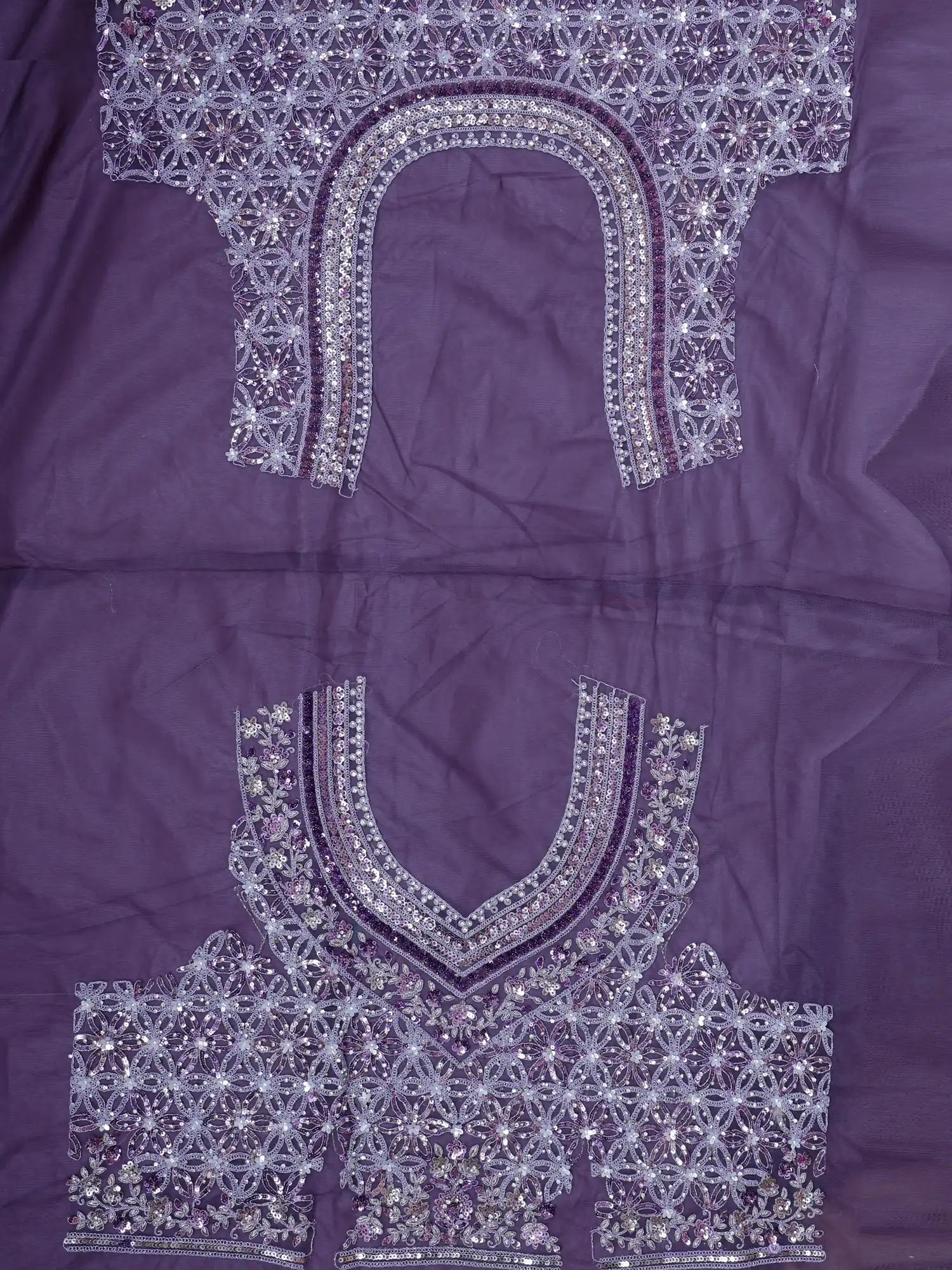 Shop Purple Silk Unstitched Lehenga With Diamond And Sequin Dori Work