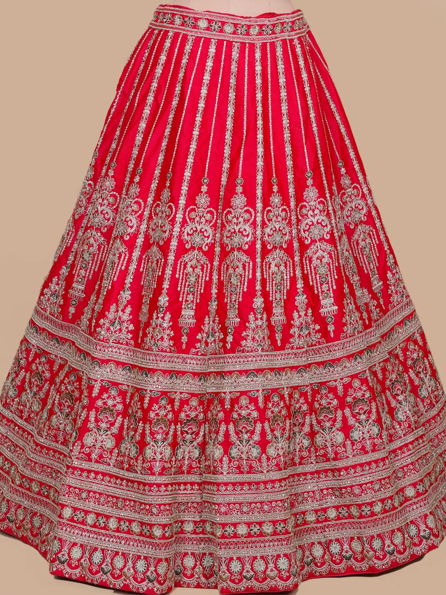 Get Rani Pink Silk Unstitched Bridal Lehenga Online With Signature Diamond Embroidery