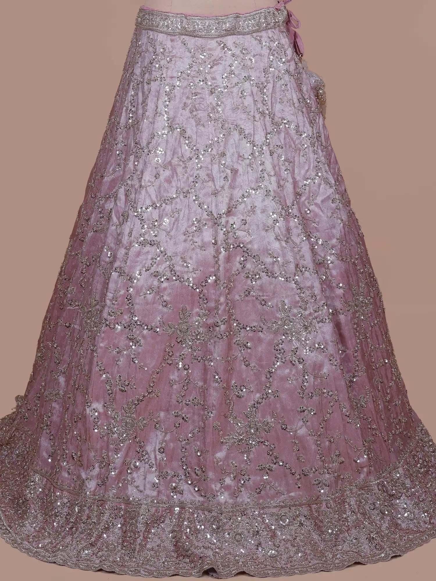 Get Onion Pink Celebration Lehenga Choli In Organza With Refined Beadwork