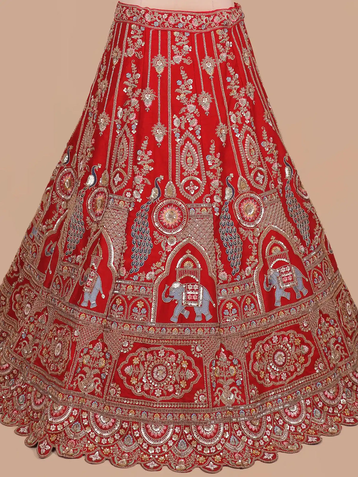 The Royal Maroon Silk Bridal Lehenga Featuring Heritage Storytelling Panels