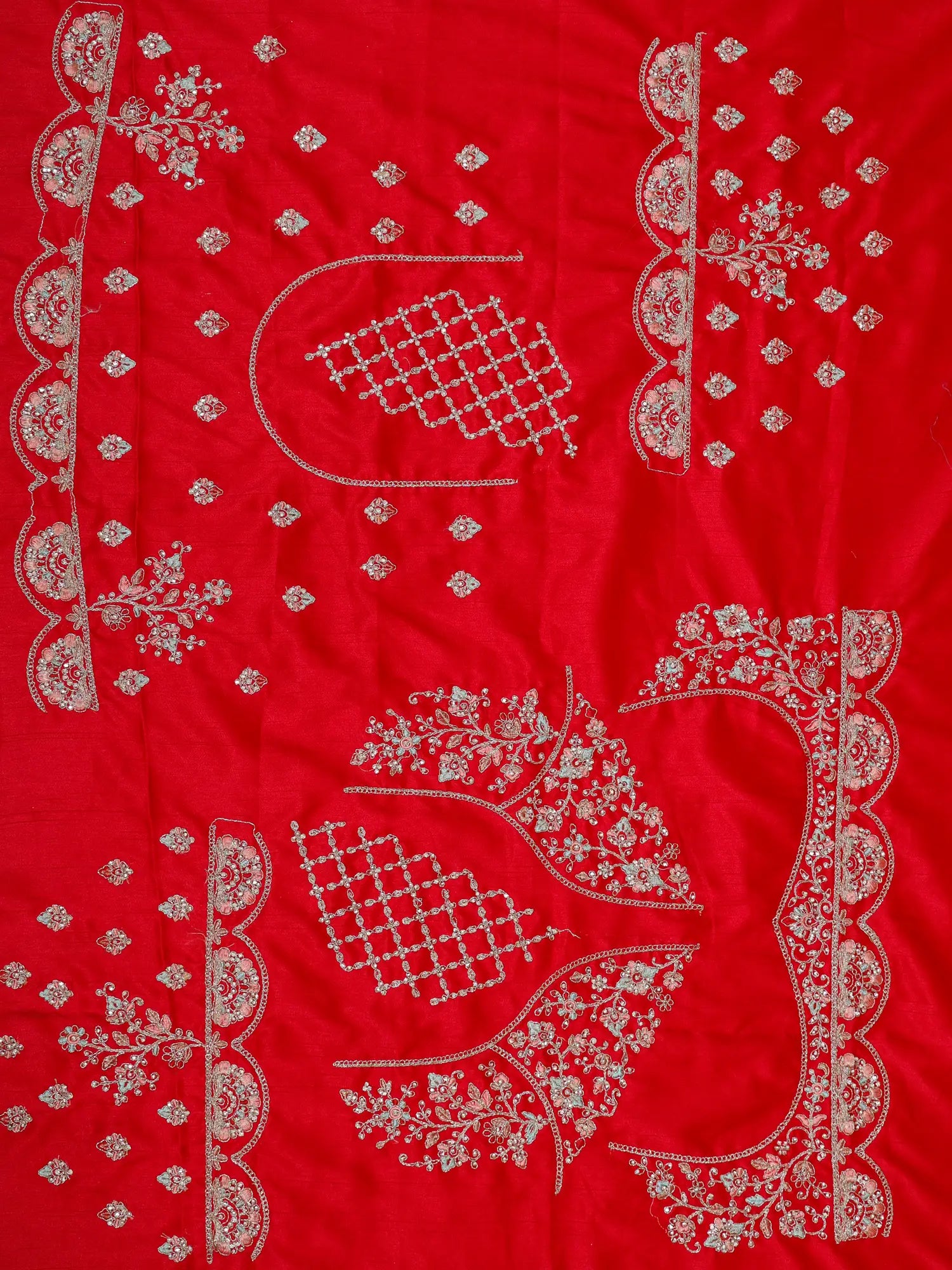Red Heritage Silk Bridal Lehenga Choli Online With Fine Aari Dori Embroidery