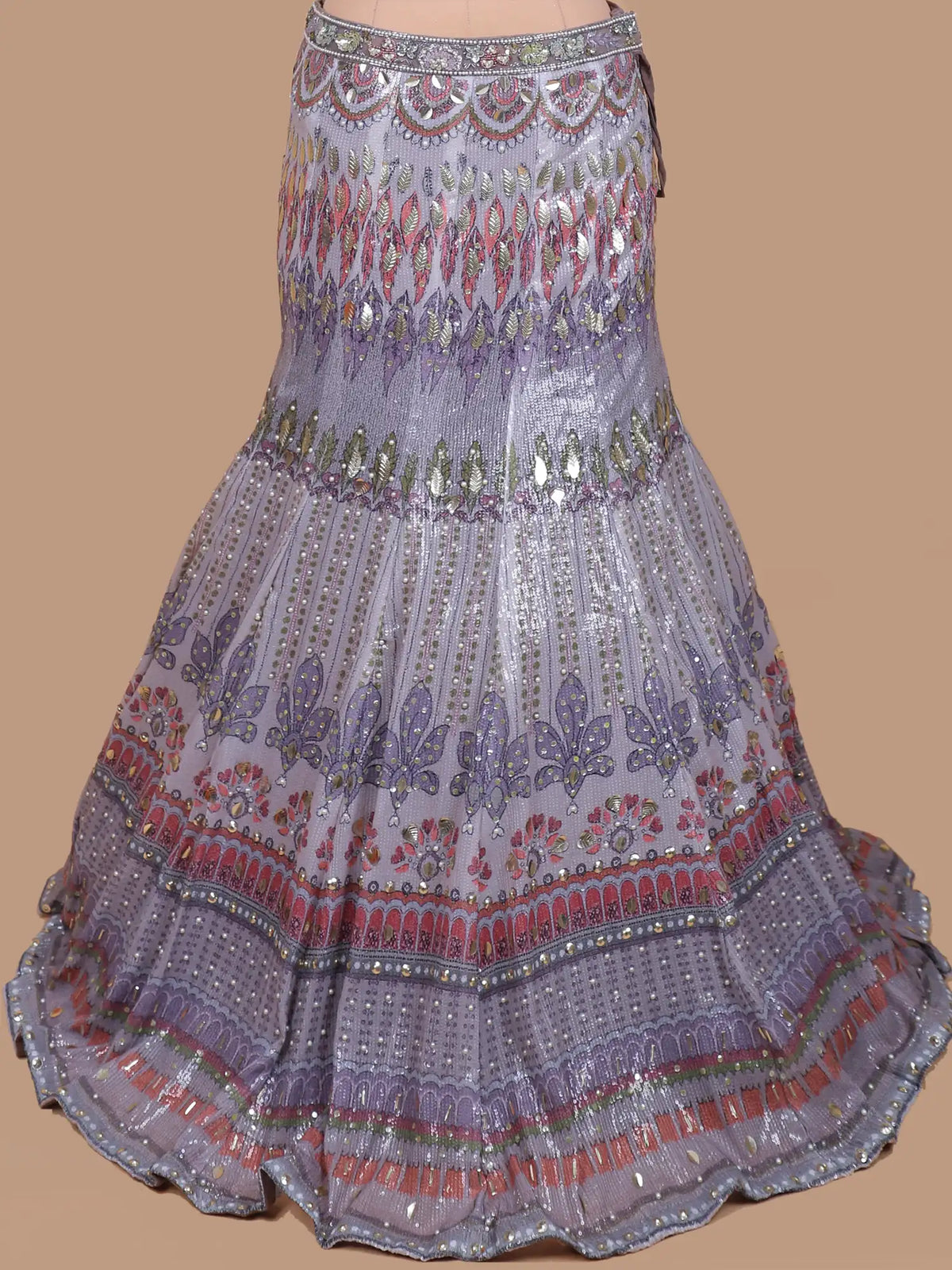 Lavender Designer Sequin Fabric Lehenga Choli with Pearl Moti Detailing