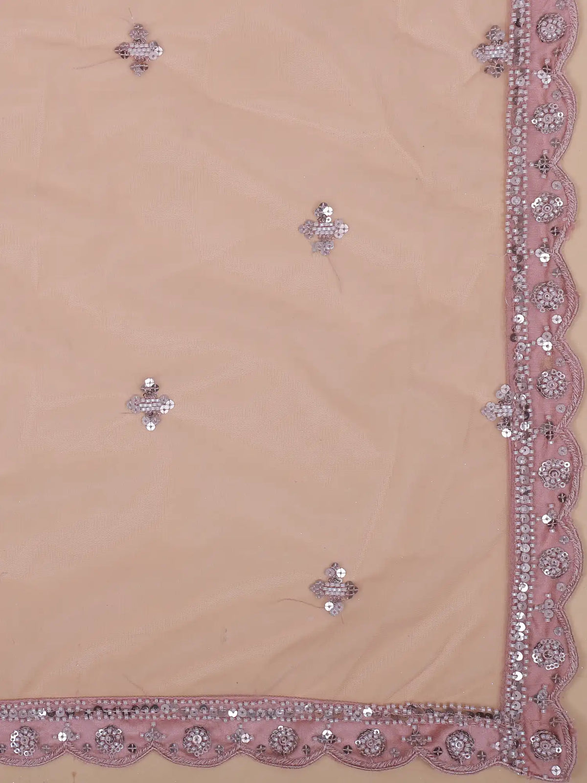 Onion Pink Embellished Mermaid Lehenga With White Pearl Beads And Moti