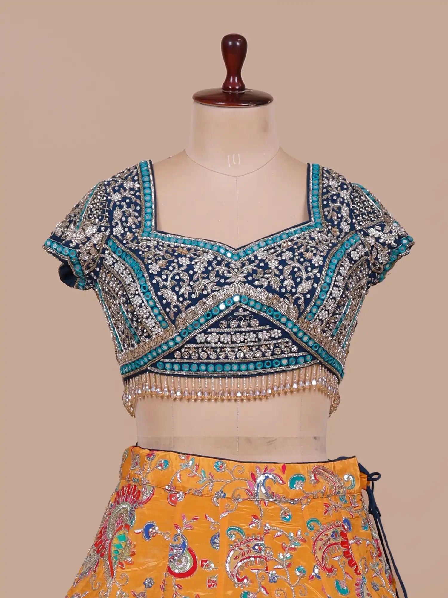 Buy Majestic Dual Tone Lehenga With Luxury Mirror Zardosi Work