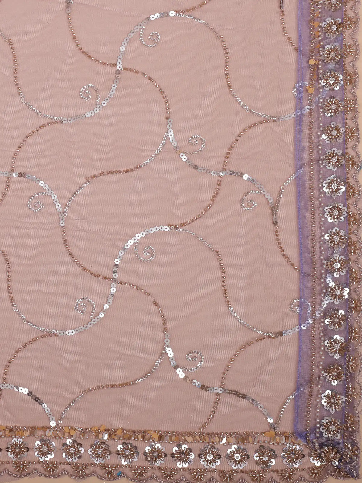 Exclusive Lilac Designer Fishcut Lehenga Featuring Radiating Floral Panels