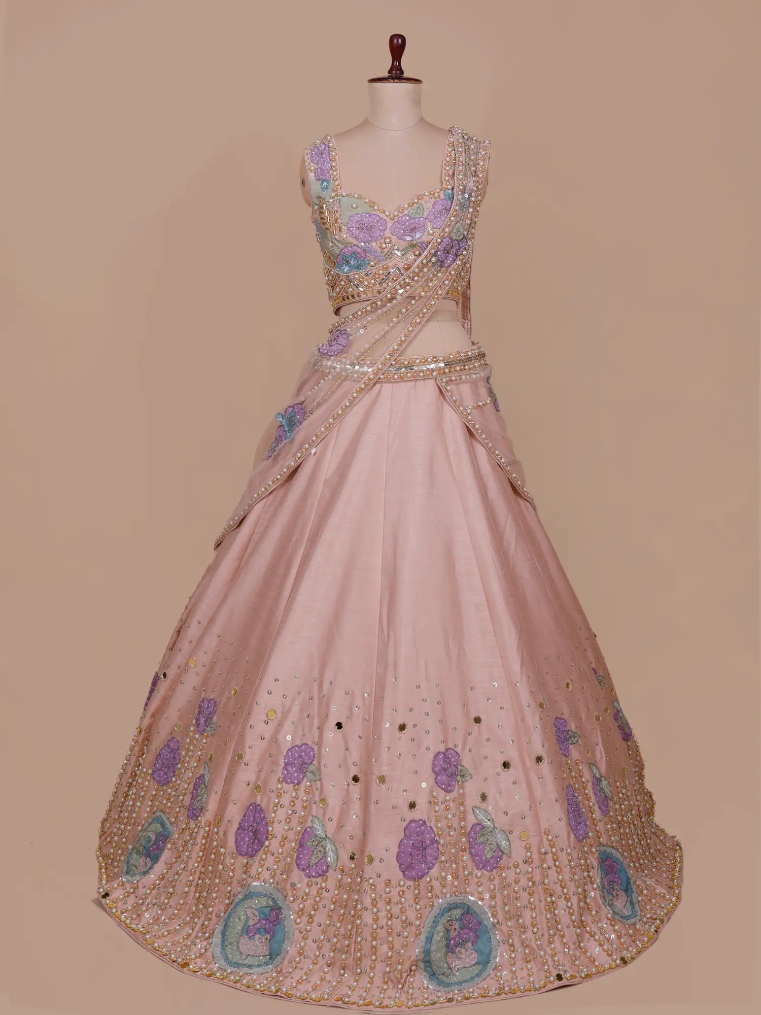 Get Magnificent Peach Designer Lehenga Online for Elegant Occasions