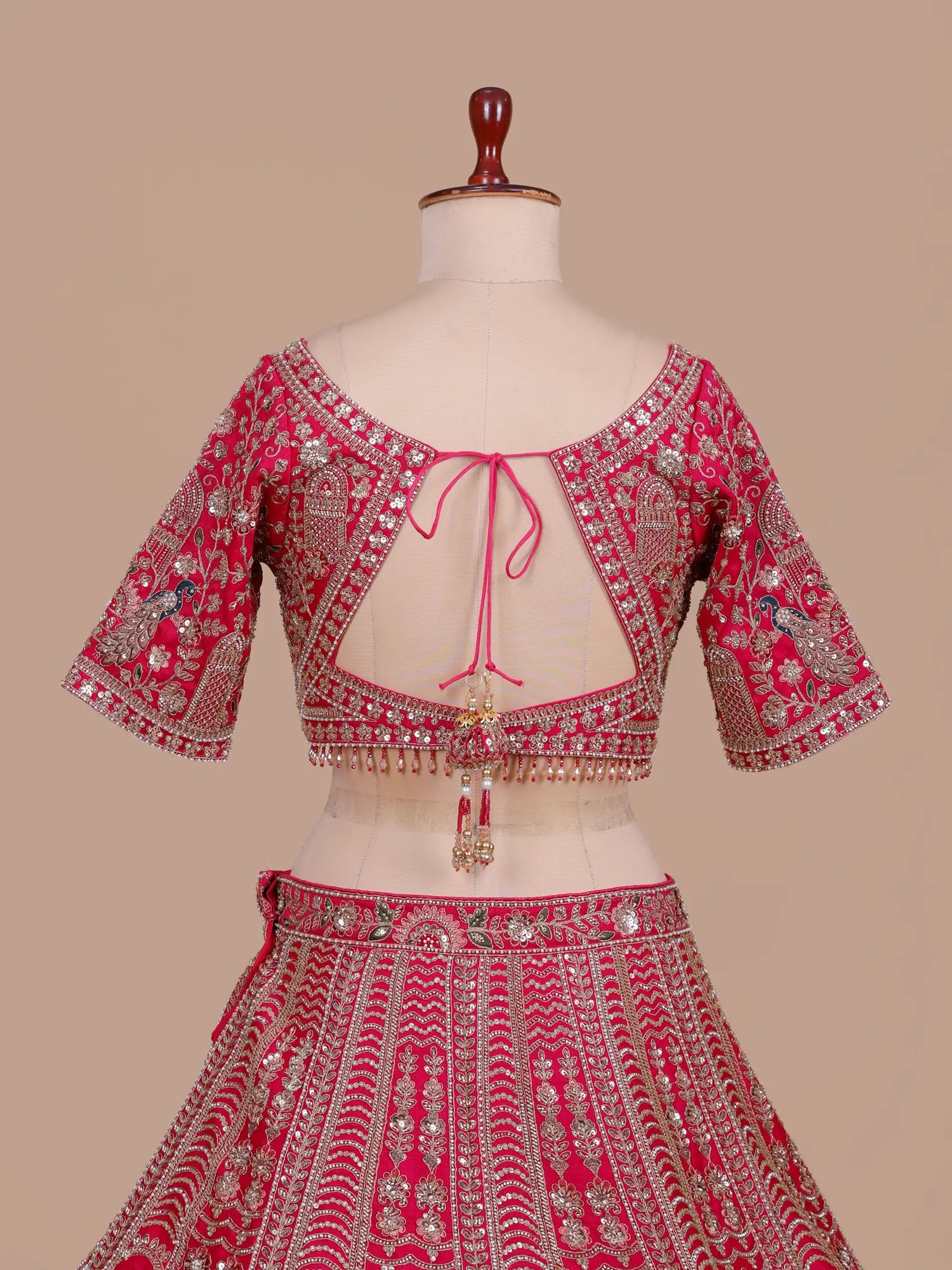 Rani Luxury Silk Bridal Lehenga Enhanced By Aari Dori Craft
