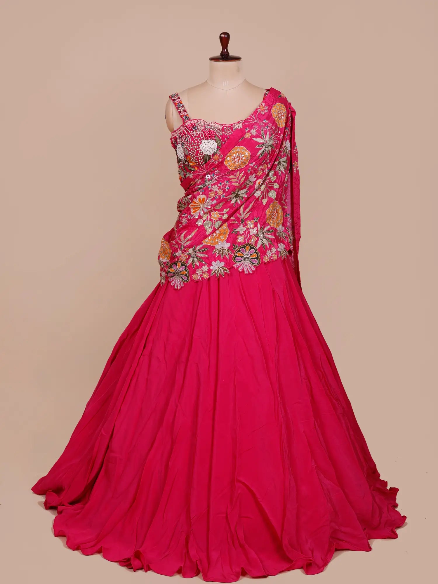 Premium Rani Pink Georgette Lehenga Choli With Sequins Embroidery Work Online