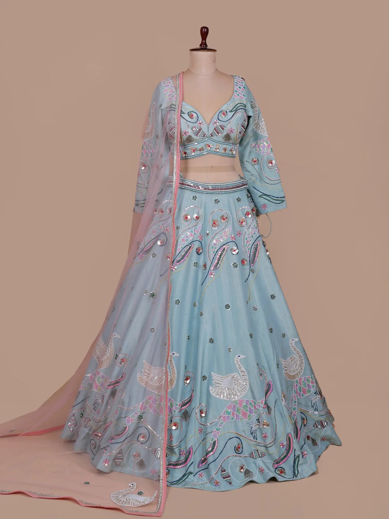 Discover Elite Sky Blue Designer Lehenga Crafted Regal Charm