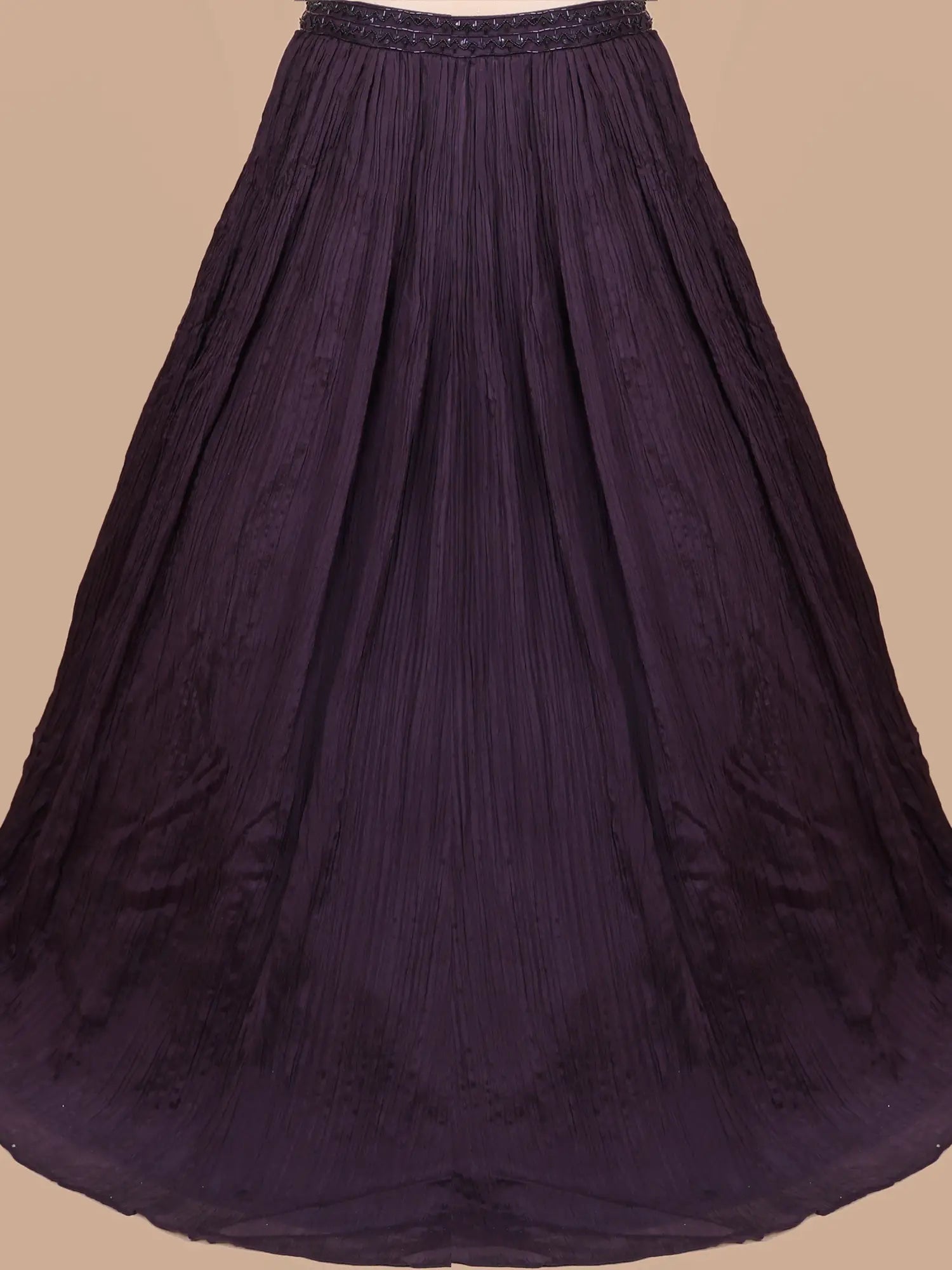 Wine Chinon One-Sleeve Designer Lehenga With Moti Sequin Detailing
