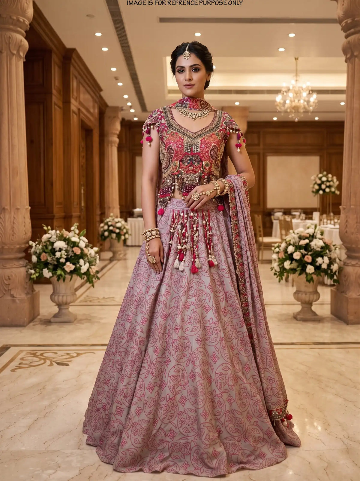 Exotic Multicolor Silk Lehenga with Mirror Work and Unique Tassels