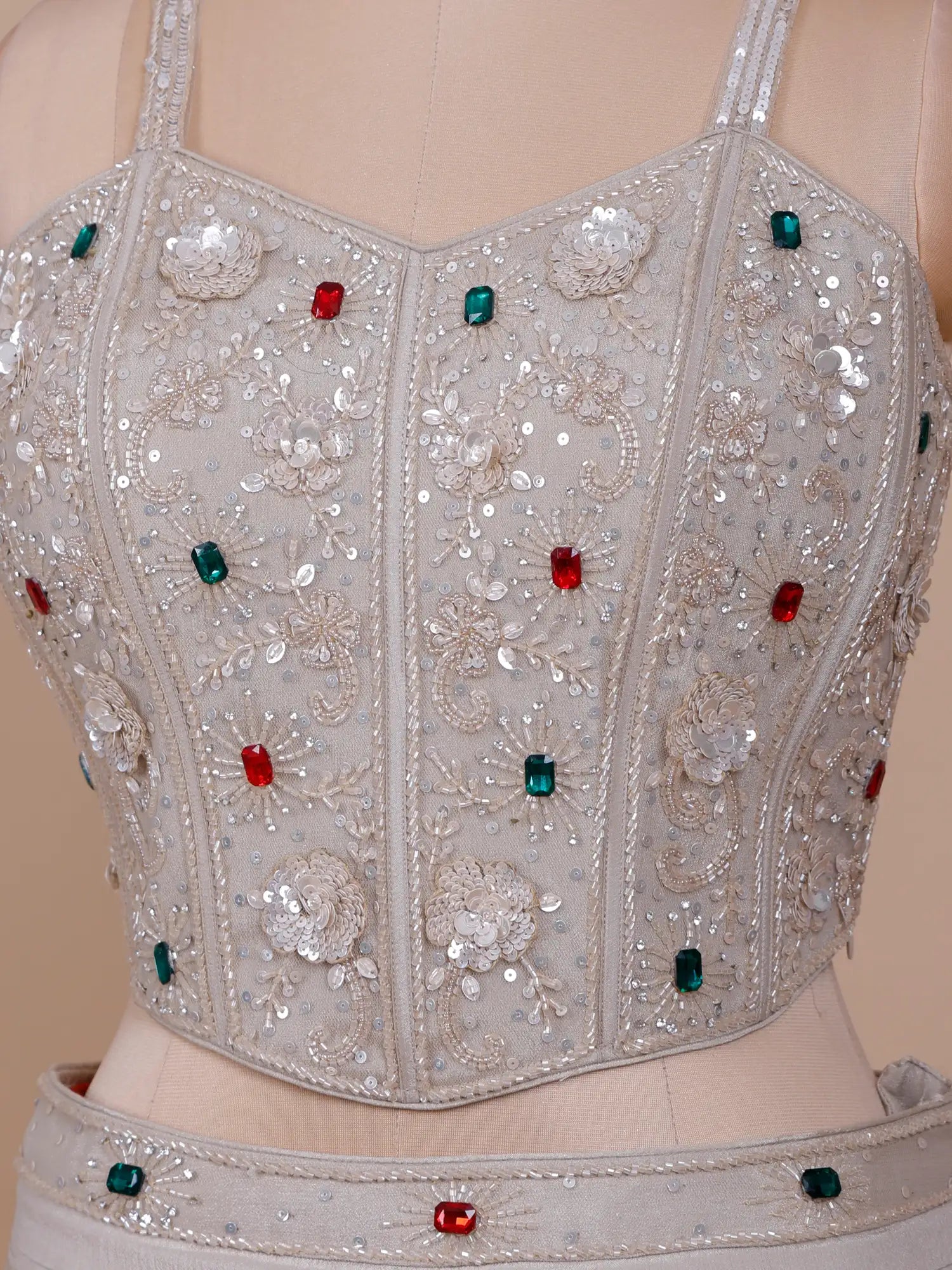 Premium Grey Party Wear Lehenga With Pearl Embroidery Work