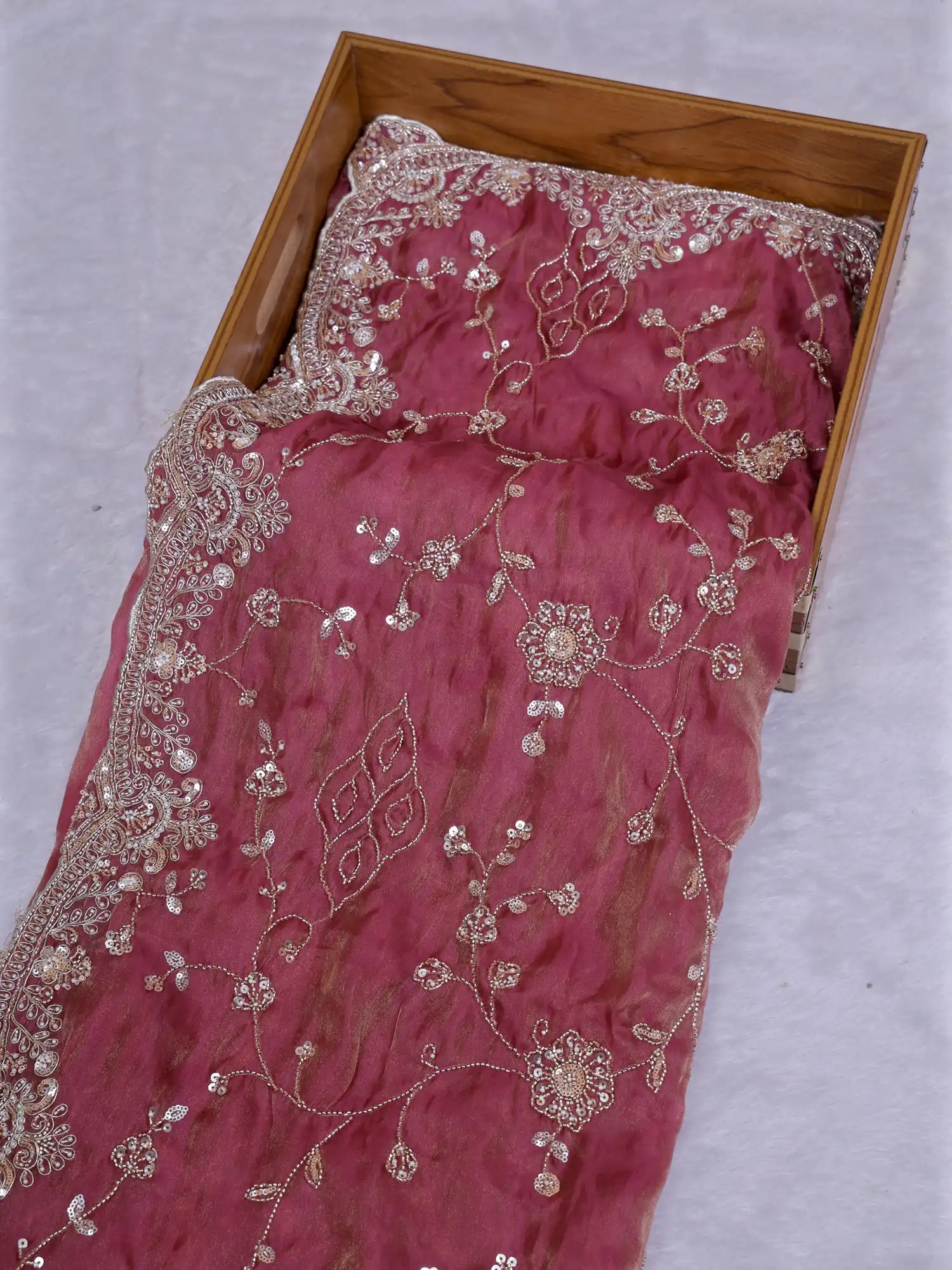 Discover Elegant Mauve Organza Saree Online With Designer Sequins Work
