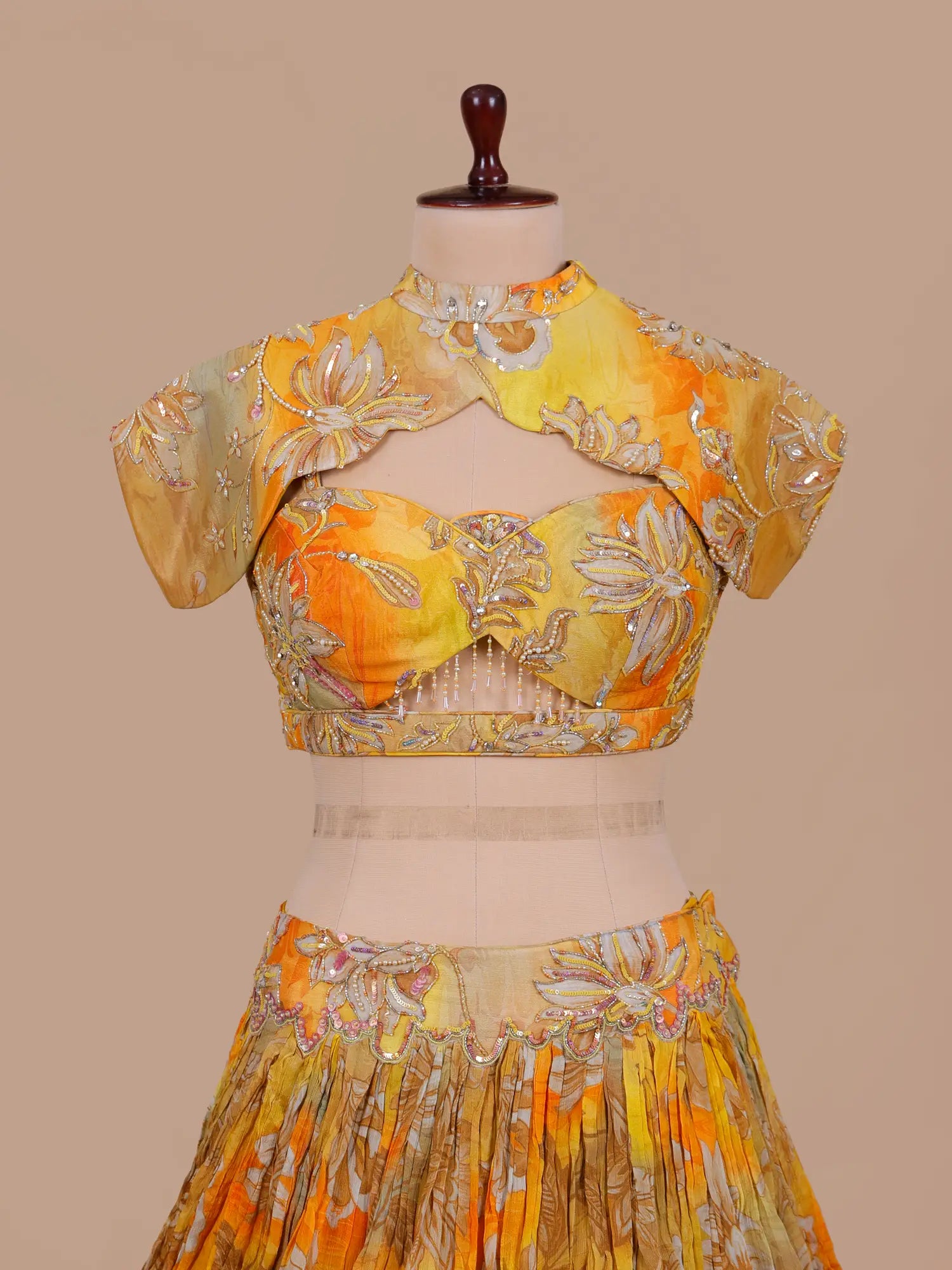 Trending Multi Color Crepe Silk Lehenga Choli Pearl Design
