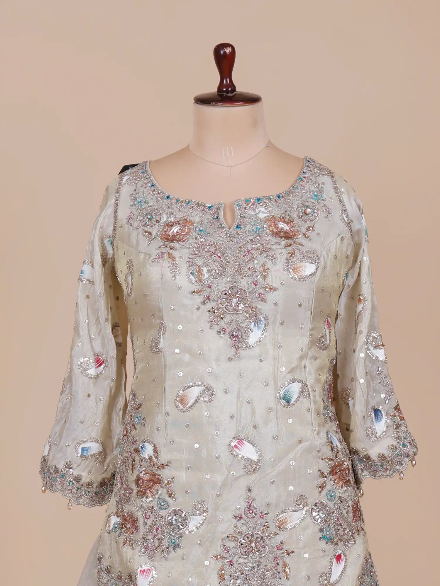 Traditional Indian Off White Peplum Lehenga With Luxury Work