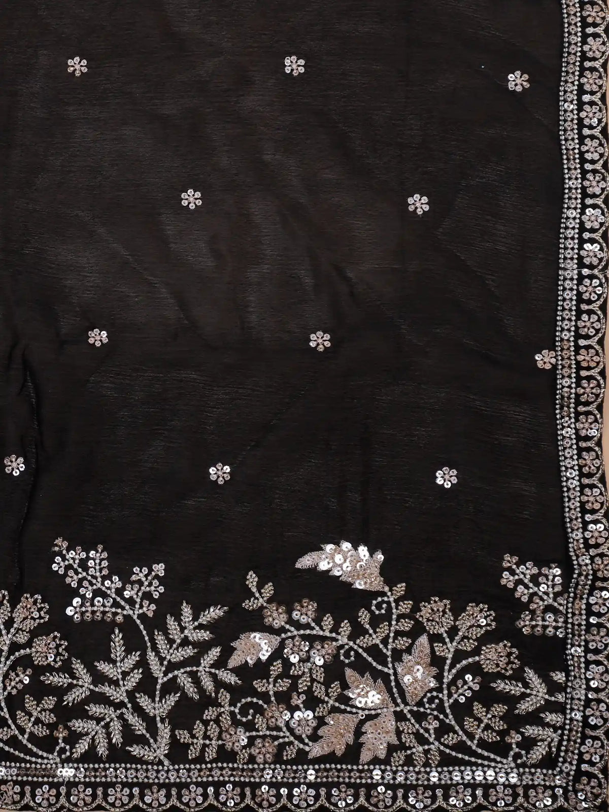Dual Tone Shimmer Festive Lehenga Featuring Black Sequin Blouse and Ivory  Skirt