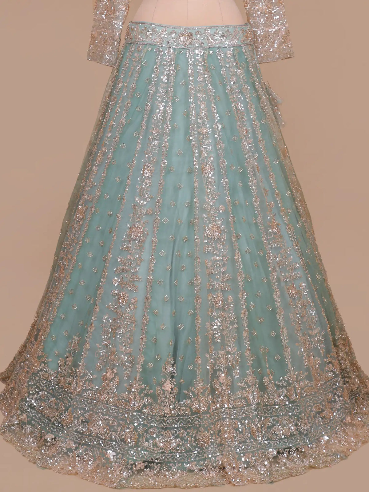 Shop Latest Aqua Blue Designer Lehenga Choli Online Featuring Beads And Sequins