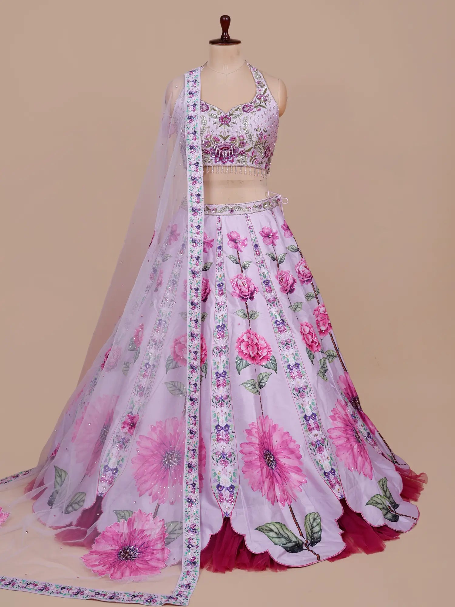 Buy Floral Silk Lehenga With Designer Sequins Work Online