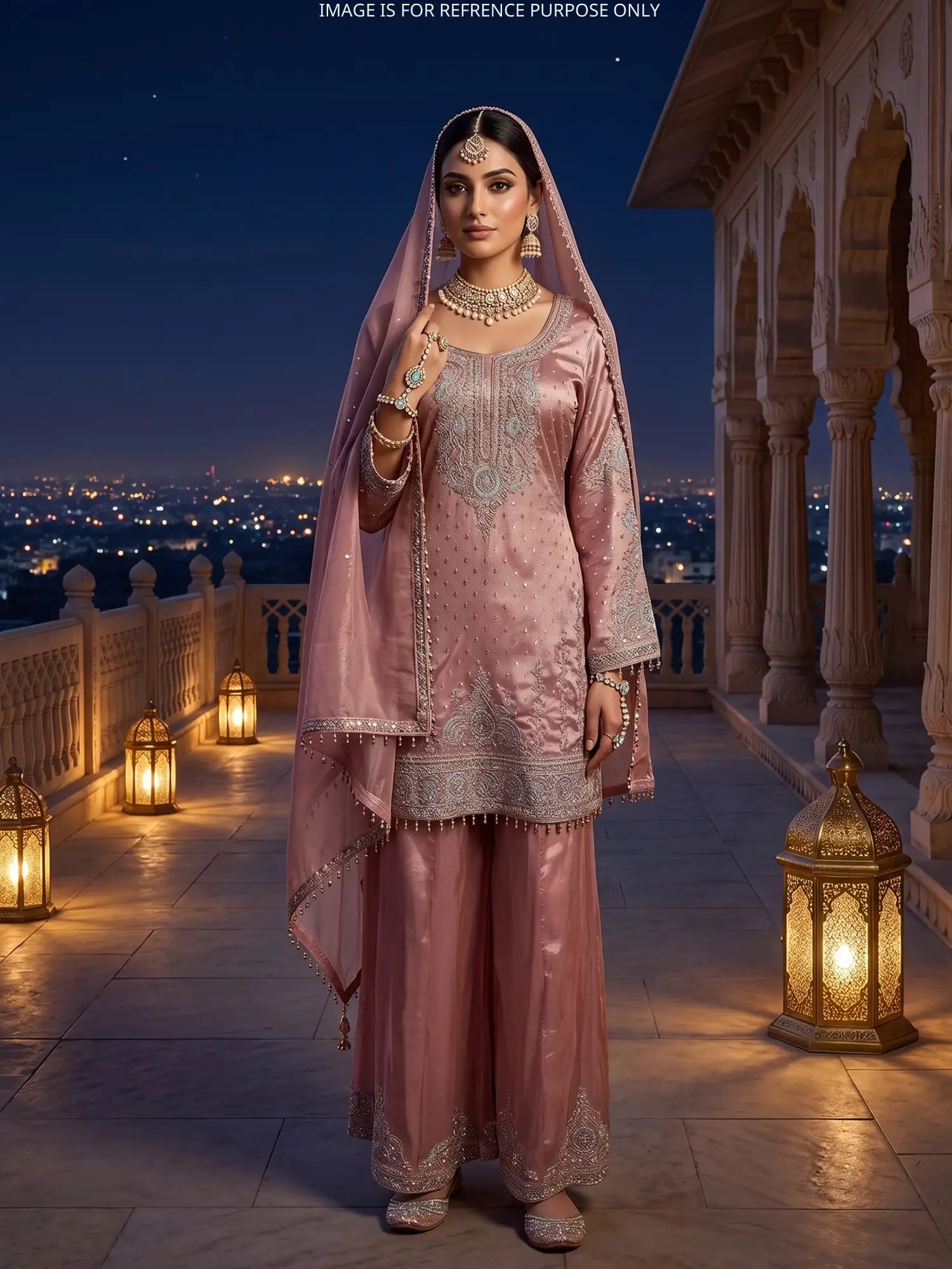 Get Light Peach Silk Traditional Suit Featuring Bead And Threadwork