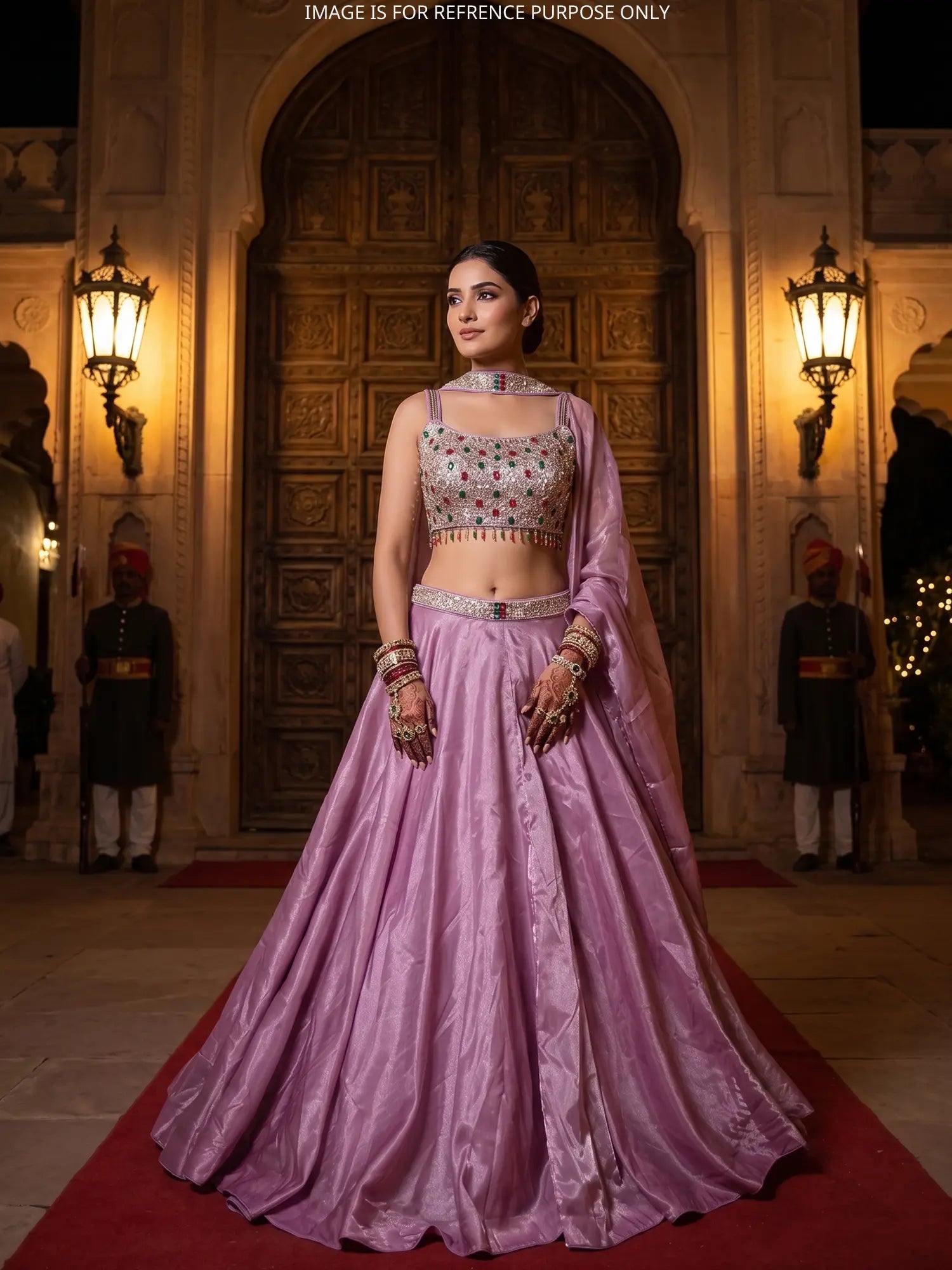Get Modern Pink Organza Contemporary Lehenga With Chic Pearl Stone Accents
