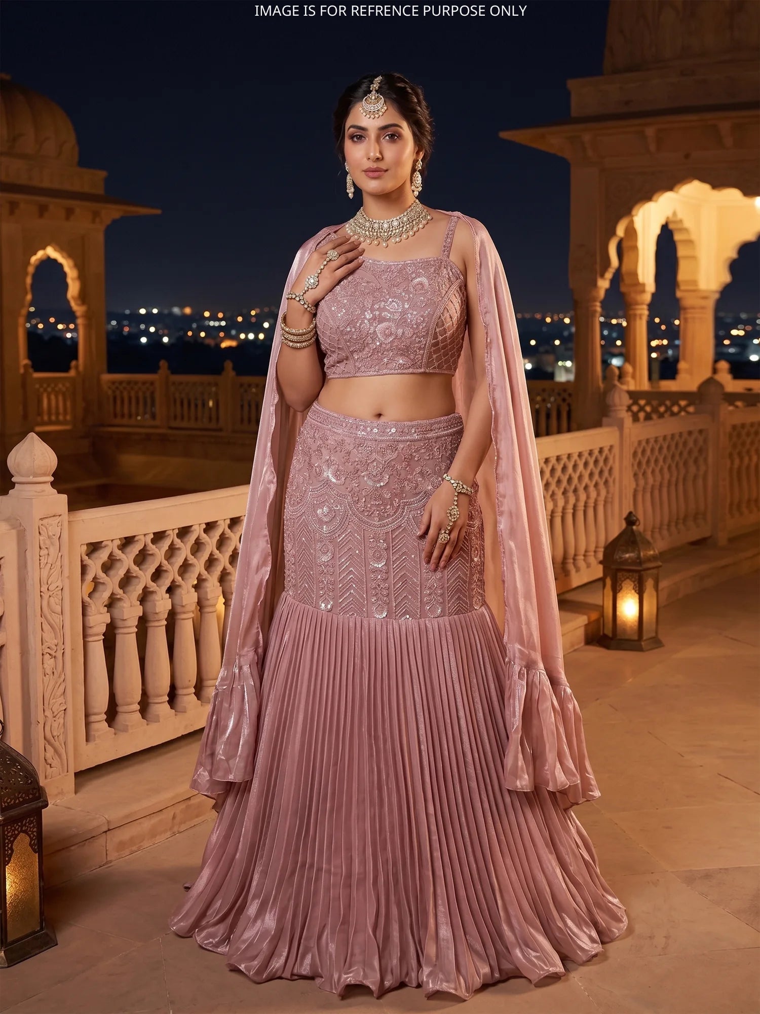 Get Affordable Onion Pink Organza Fishcut Designer Lehenga For Special Occasions