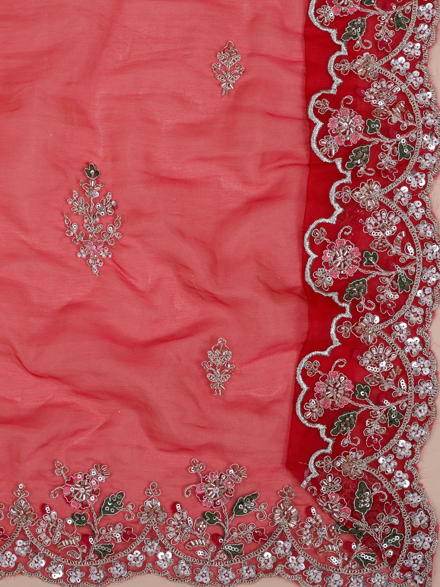 Royal Red Raw Silk Lehenga Choli With Rich Handwork