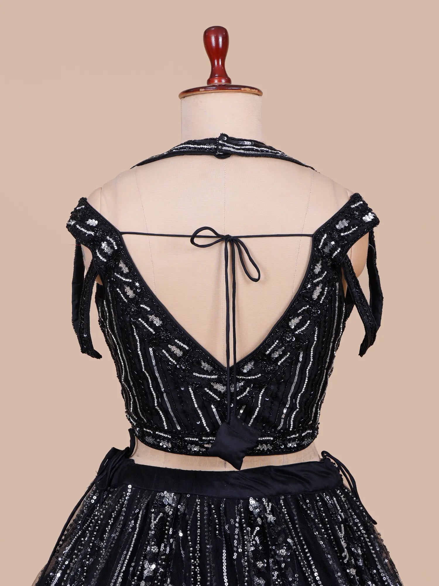 Shop Black Net Designer Lehenga With Petite Round Flare and Sequin Work