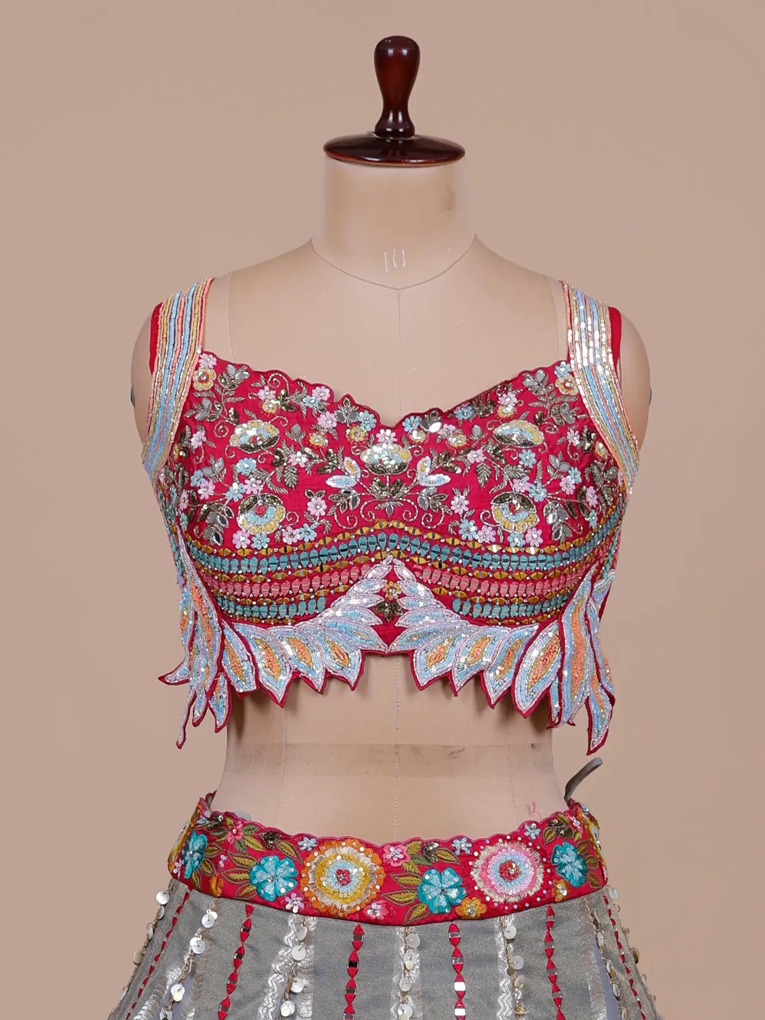 Exclusive Multi Color Silk Lehenga Choli Set With Luxury Embroidery Work Online