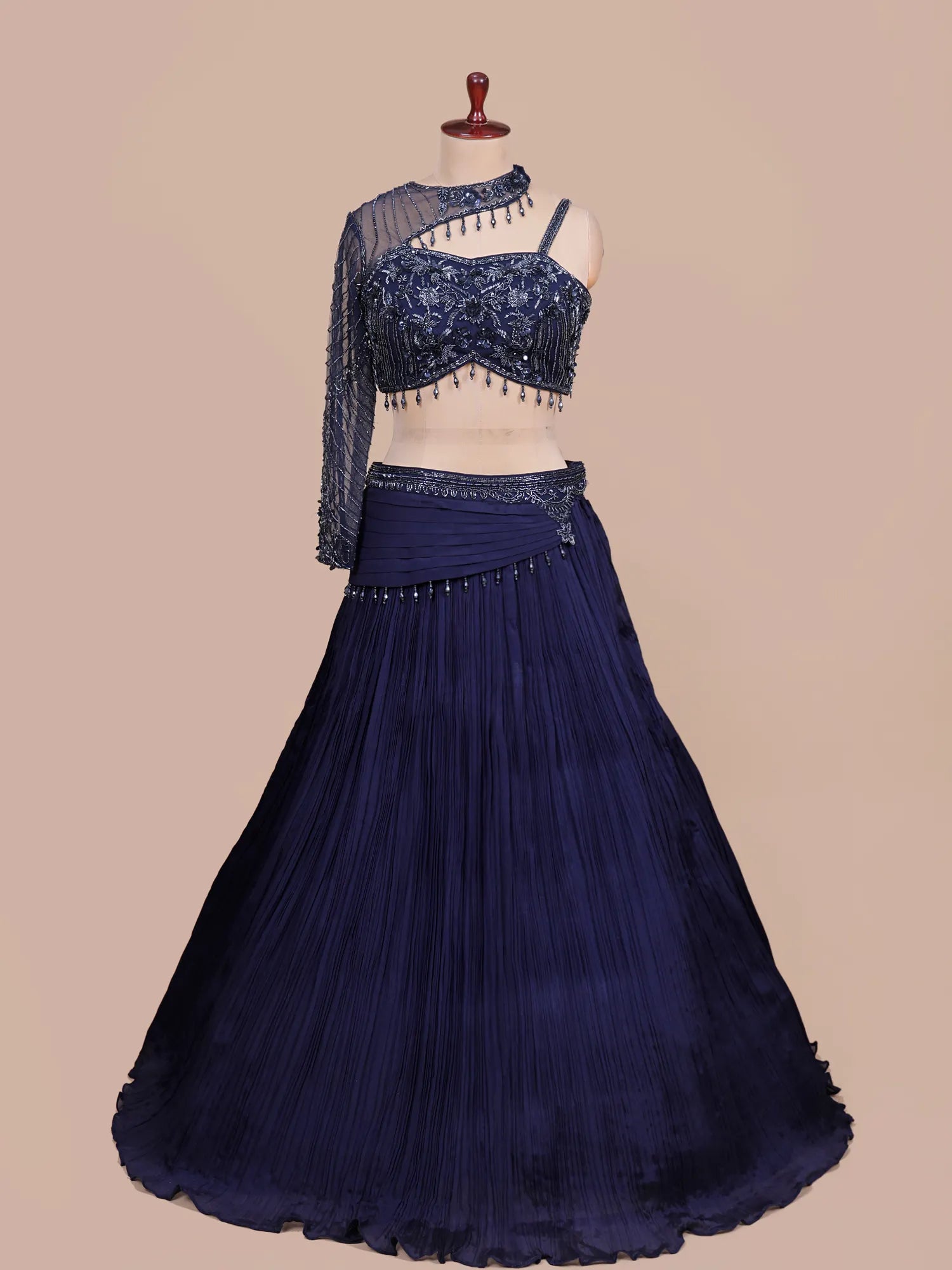 Buy Ultimate Navy Blue Designer Lehenga With Couture Crystal Detailing