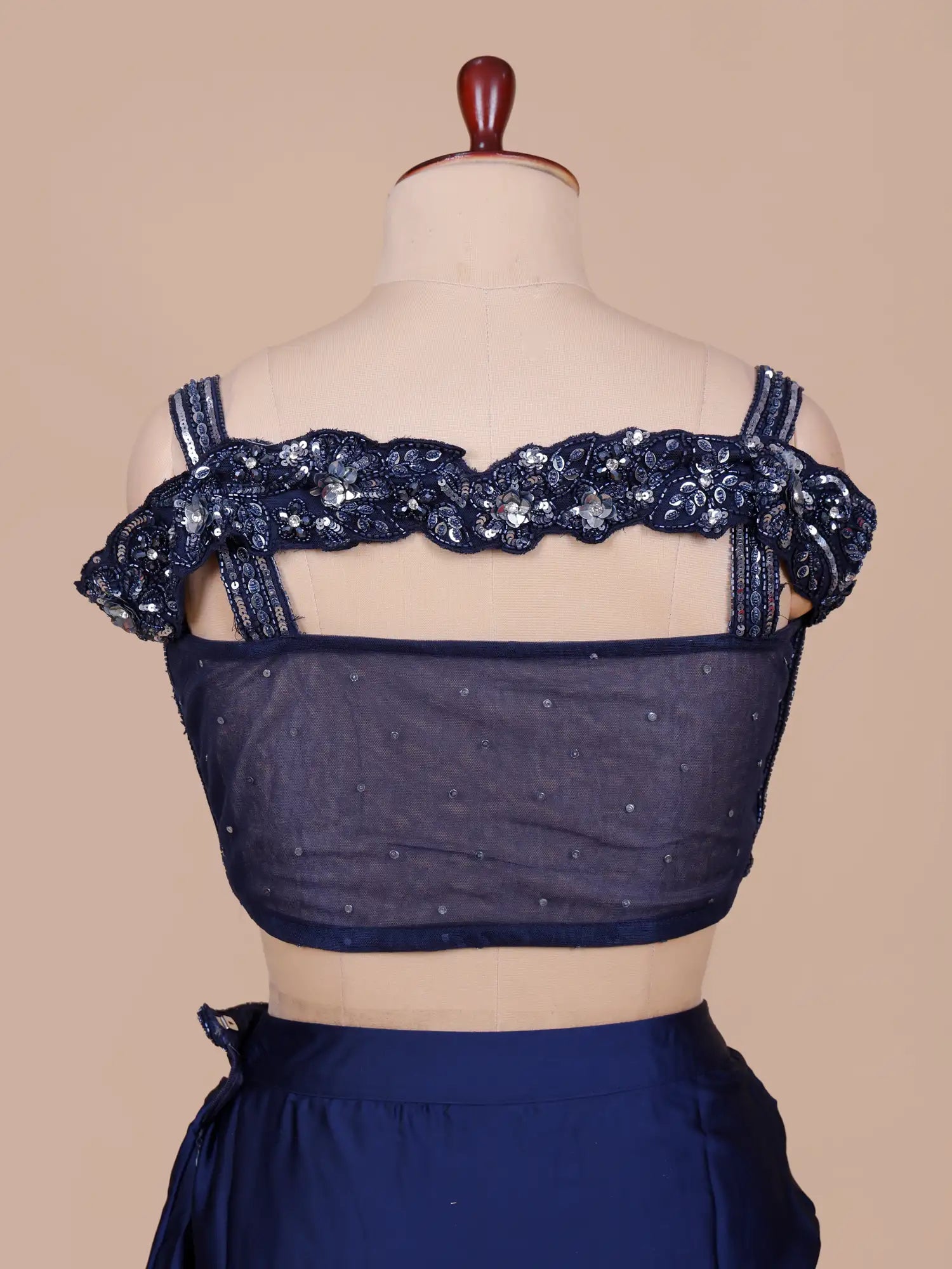 Buy Affordable Navy Blue Pre Draped Saree For Party Wear