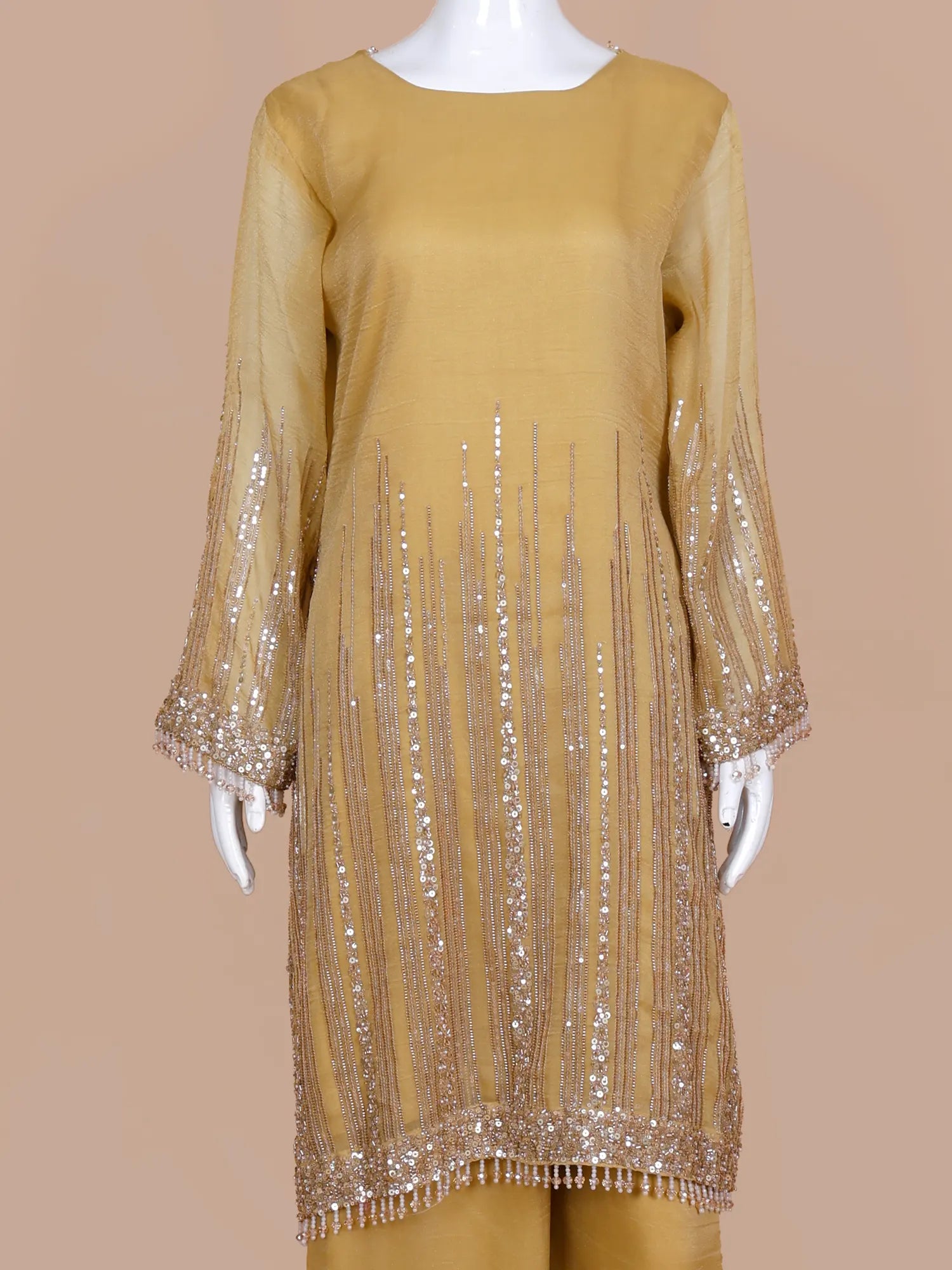 Shop Iconic Golden Organza Designer Salwar Suit For Wedding And Festive Wear