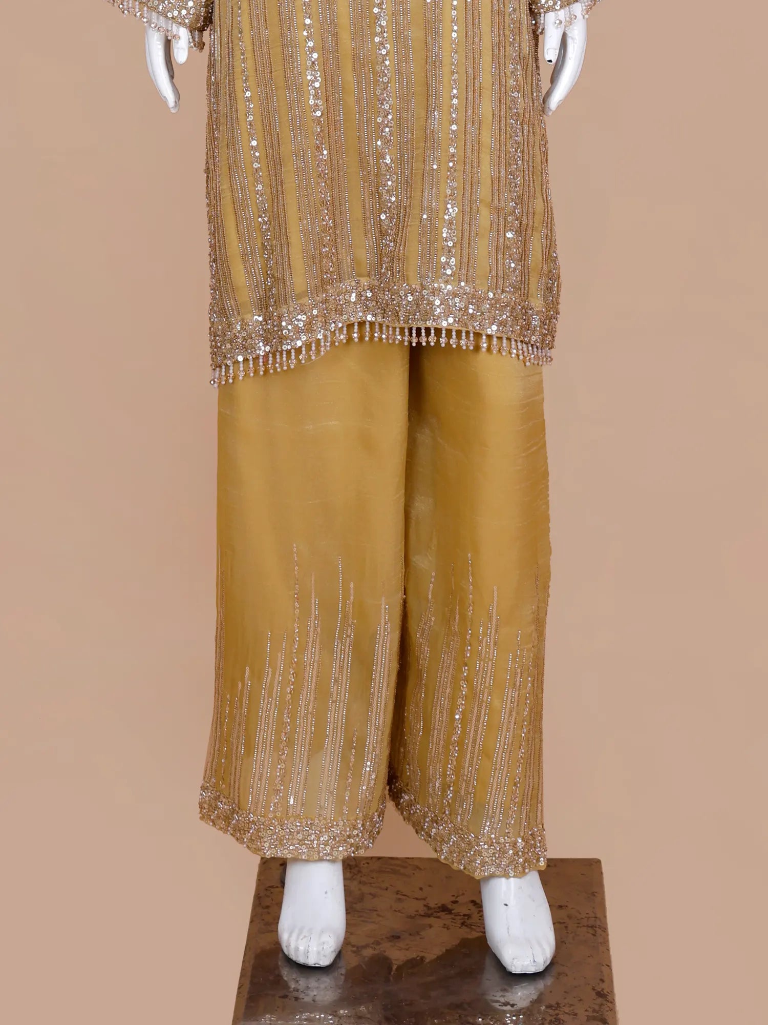Shop Iconic Golden Organza Designer Salwar Suit For Wedding And Festive Wear