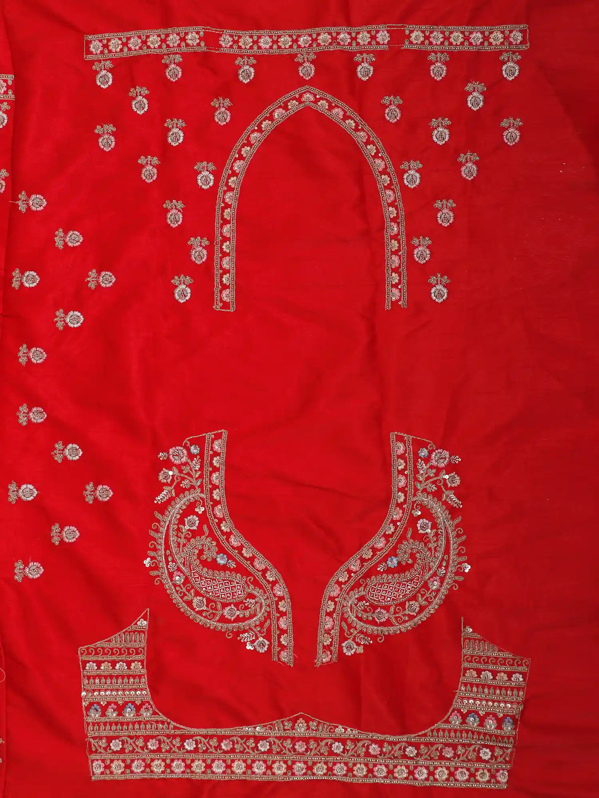 Vivah Prasang Red Silk Bridal Lehenga with Wedding Rituals and  Dancing Figures
