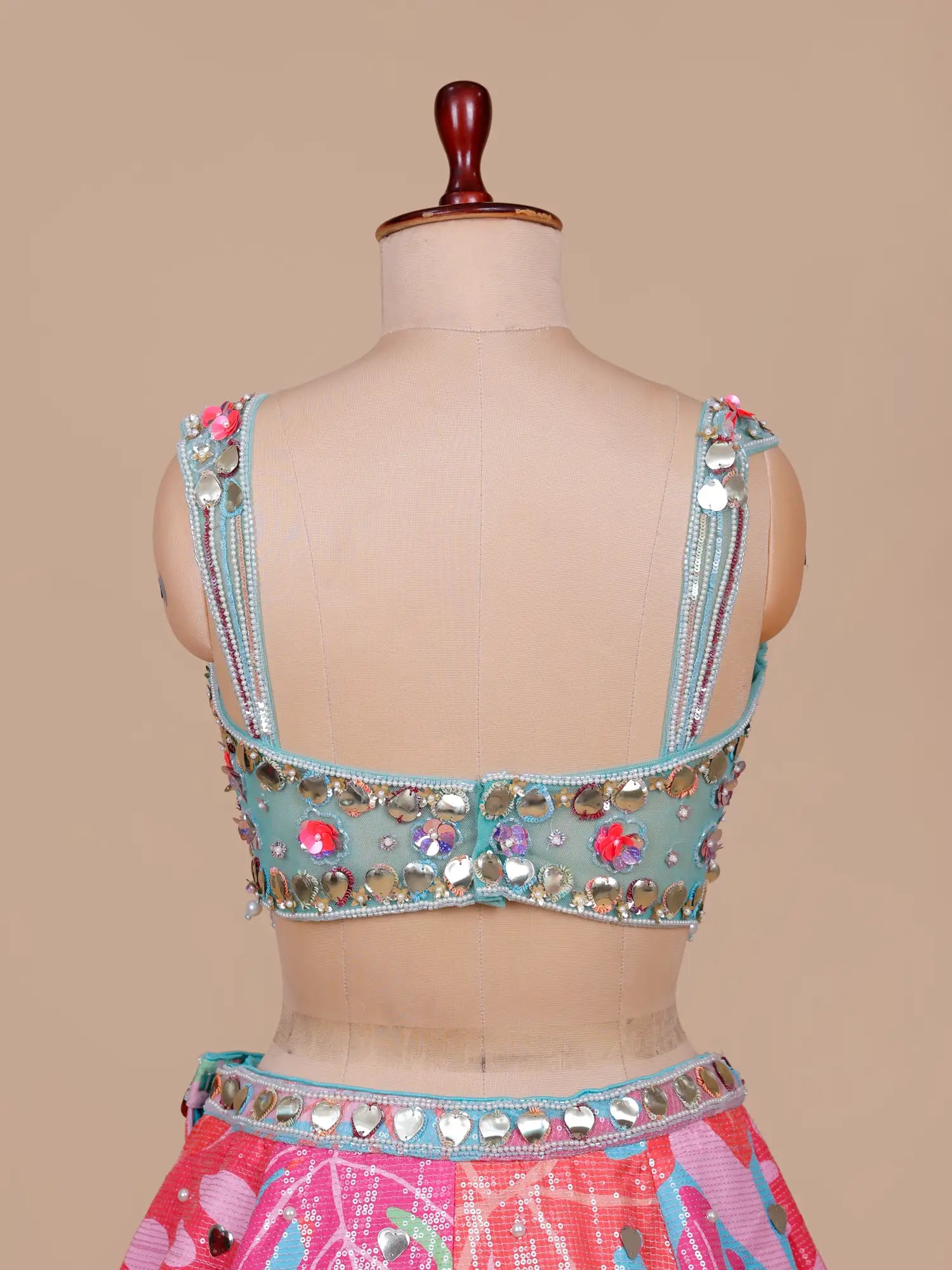 Explore Multi Color Imported Lehenga Online With Elegant Pearl Work